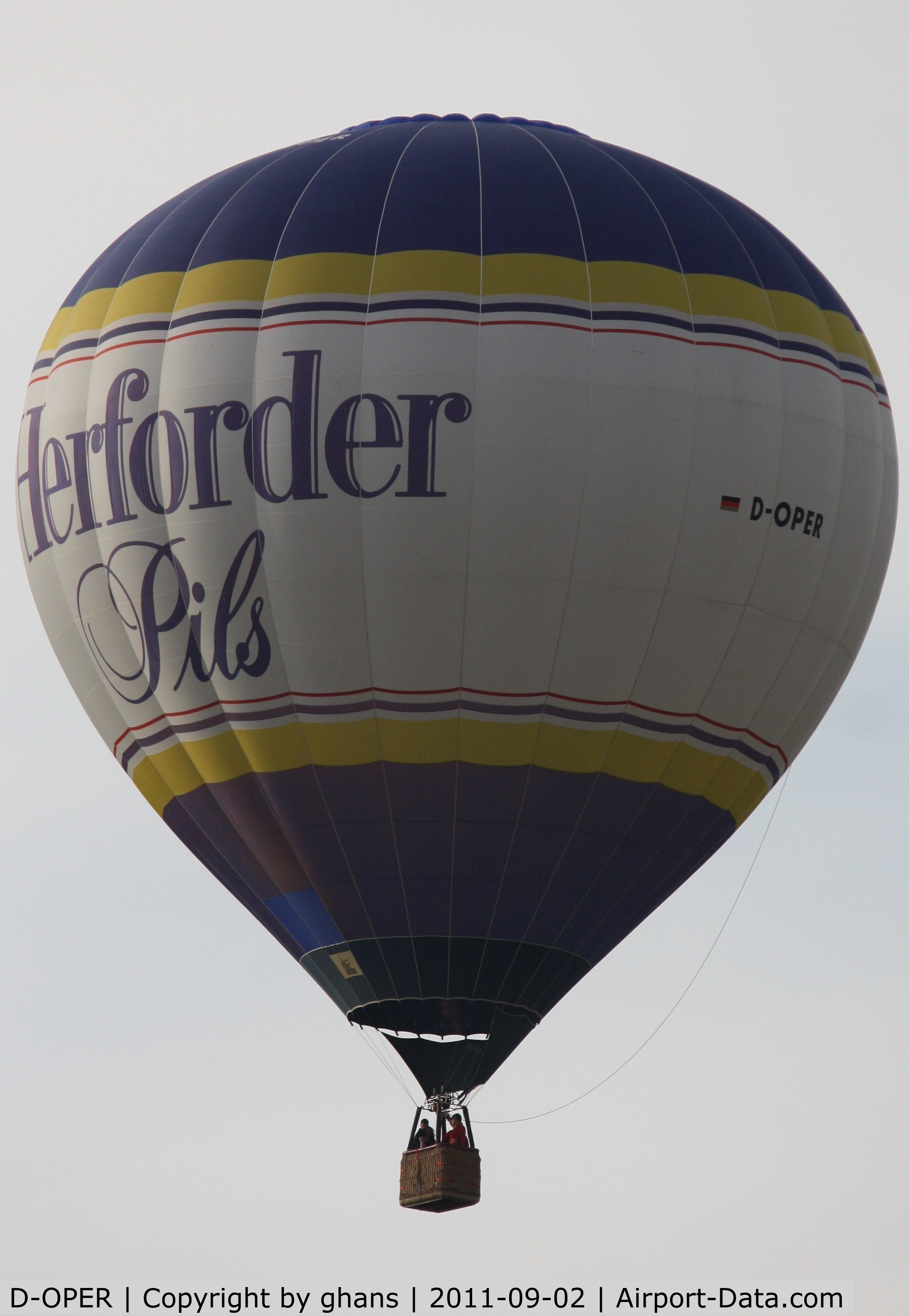 D-OPER, 2000 Schroeder Fire Balloons G34/24 C/N 822, WIM 2011
'Herforder Pils'