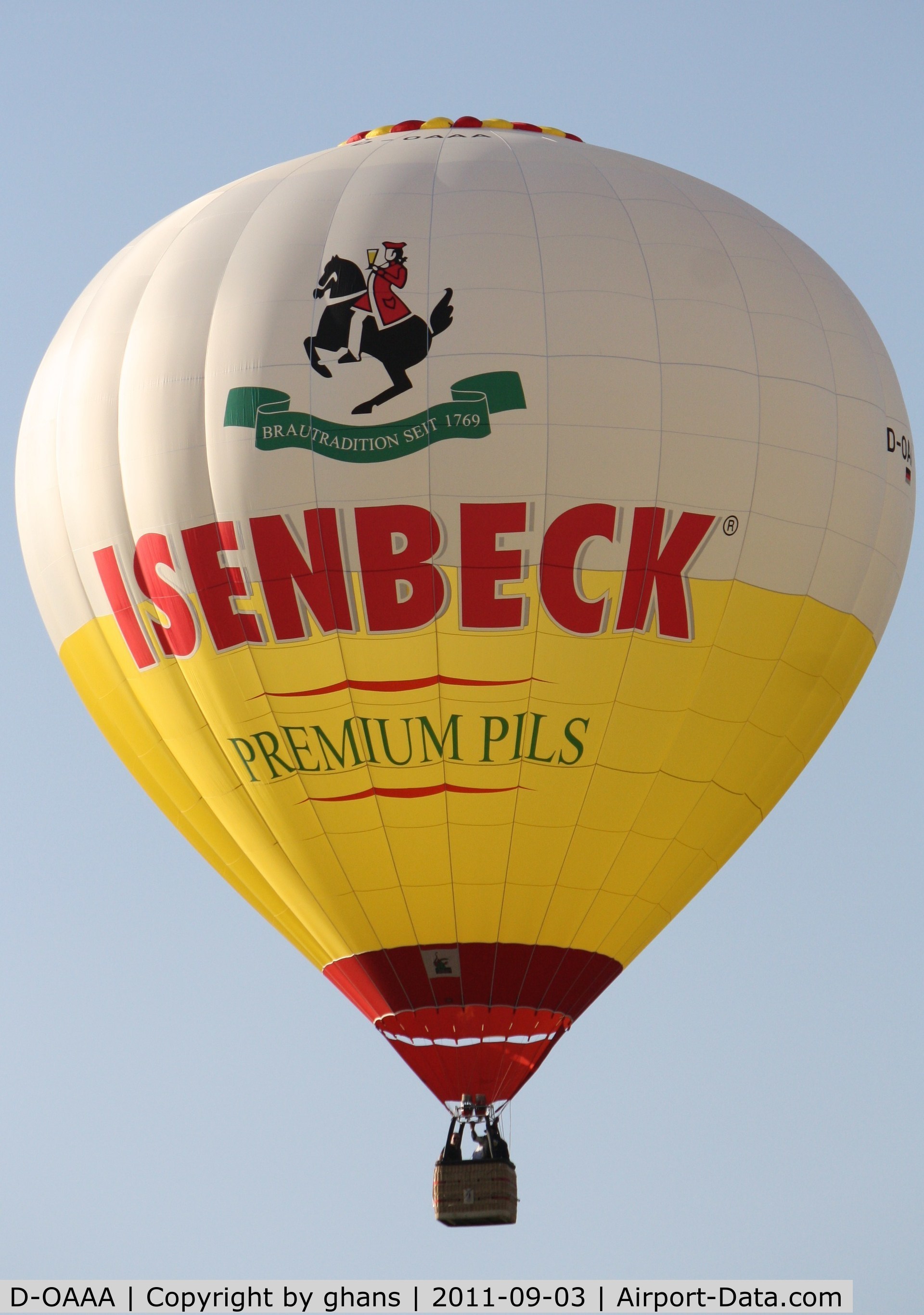 D-OAAA, 2004 Schroeder Fire Balloons G C/N 1096, WIM 2011
'Isenbeck Premium Pils'