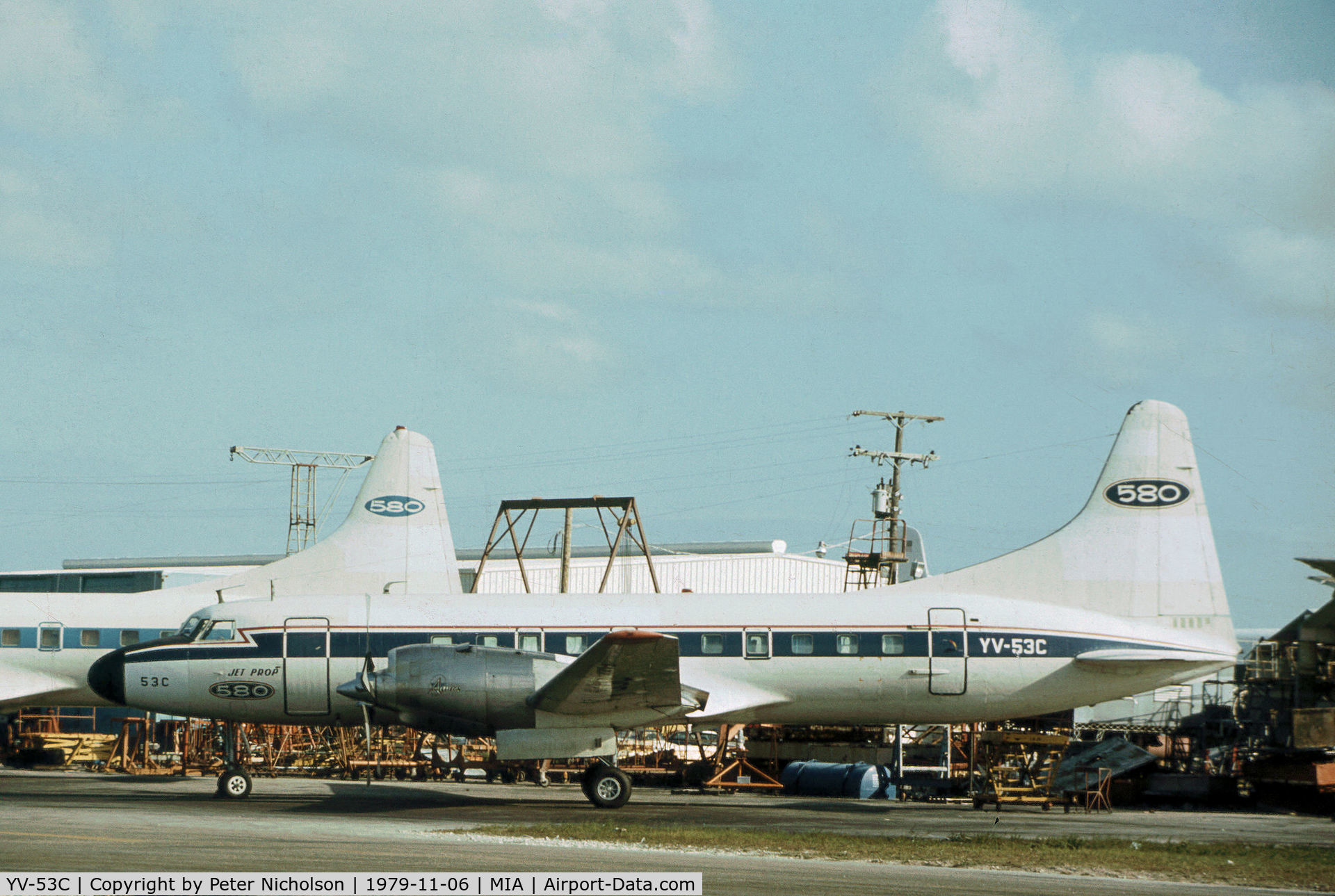 YV-53C, Convair 580 C/N 161, Convair 580 of Avensa as seen at Miami in November 1979.