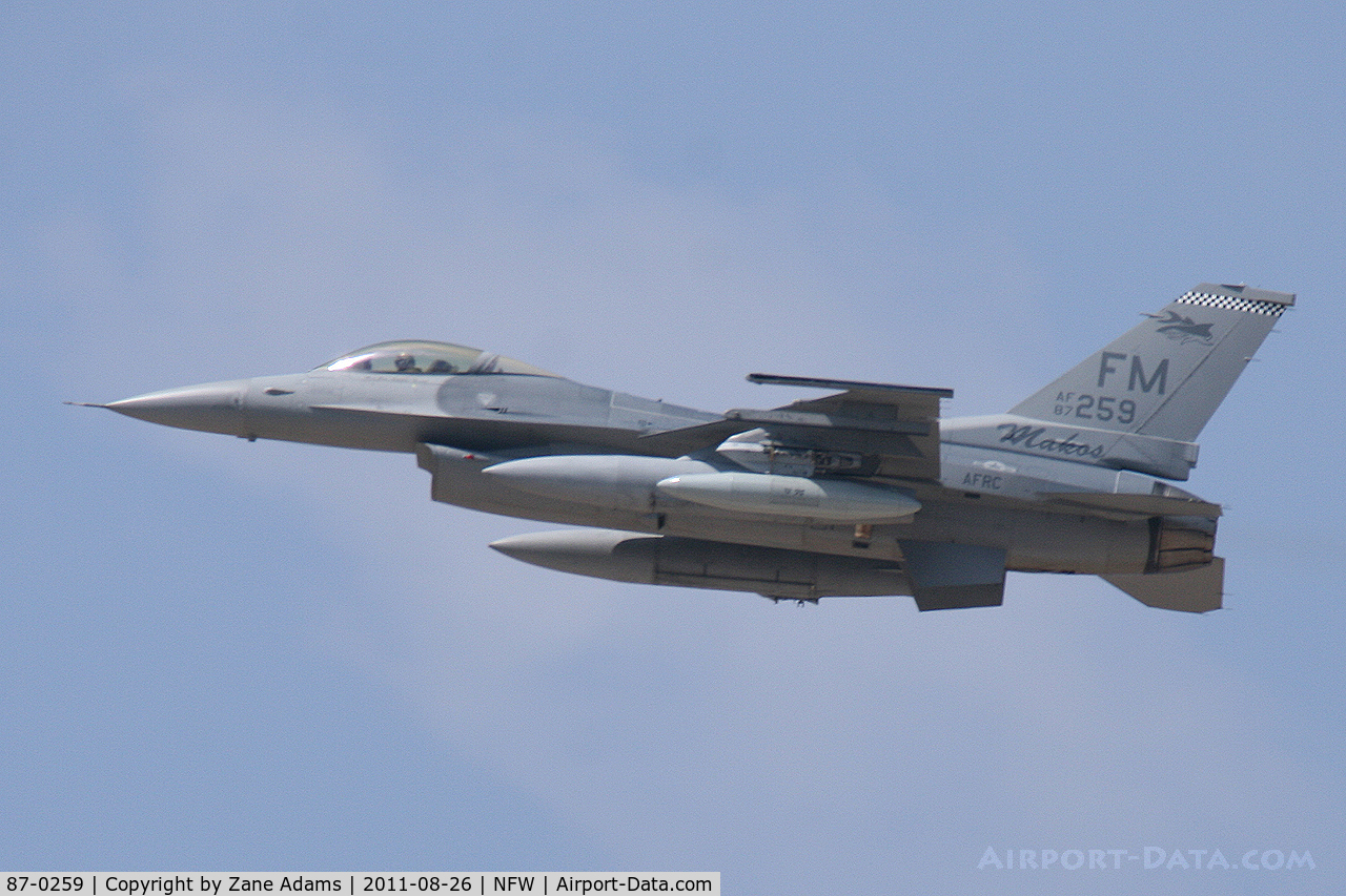 87-0259, 1987 General Dynamics F-16C Fighting Falcon C/N 5C-520, Departing NAS/JRB Fort Worth