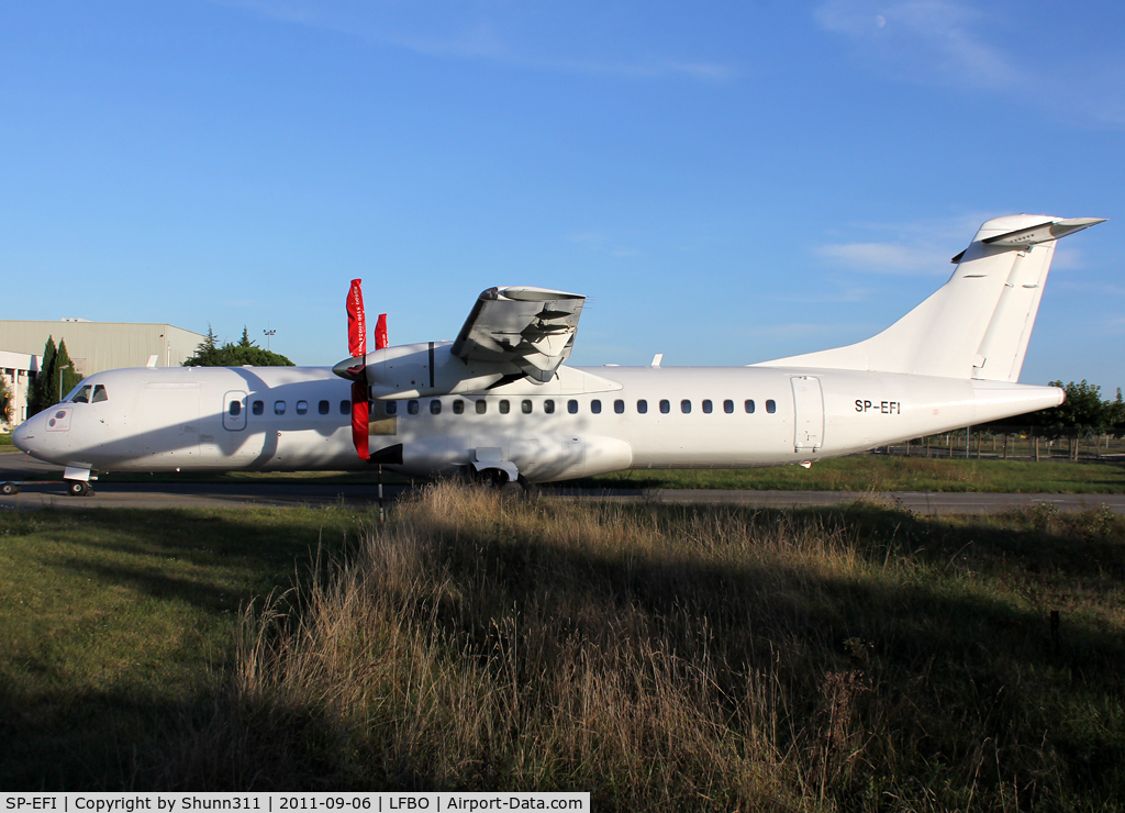 SP-EFI, 1992 ATR 72-202 C/N 297, At Latecoere Aeroservices Facility for maintenance...