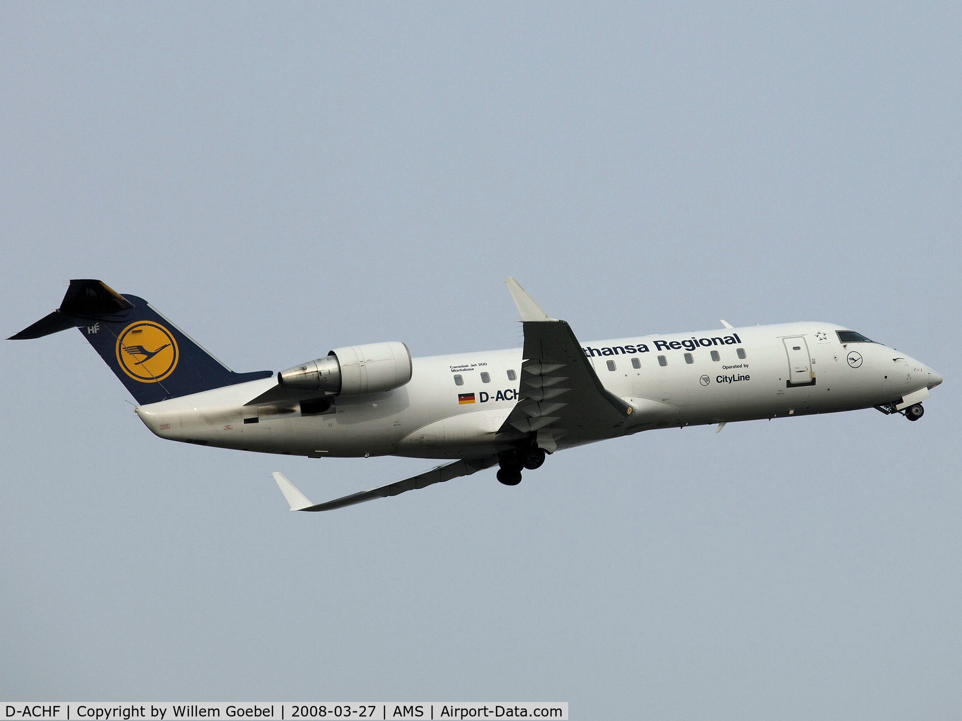D-ACHF, 2000 Canadair CRJ-200LR (CL-600-2B19) C/N 7431, Take off from Schiphol Airport