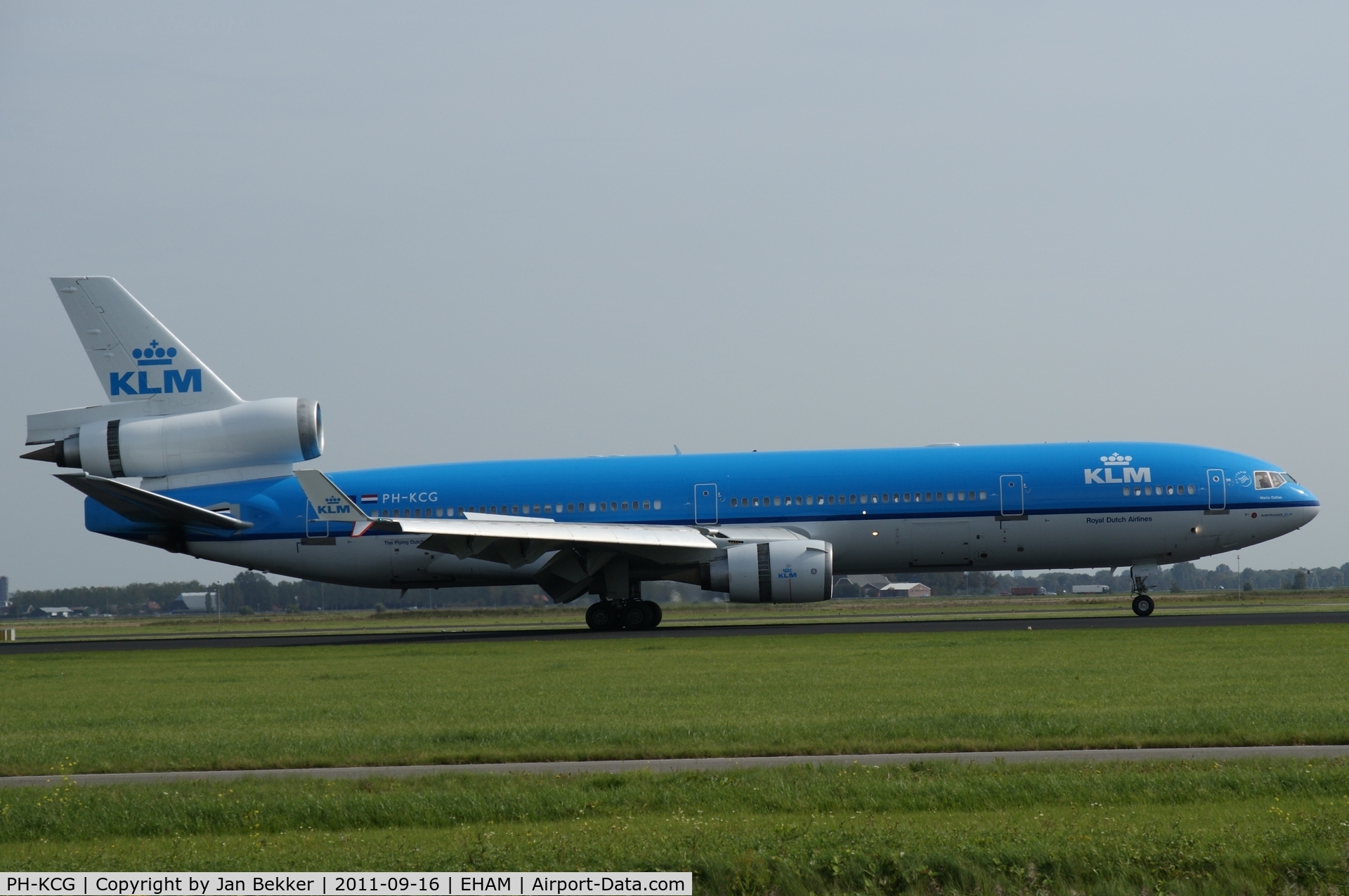 PH-KCG, 1995 McDonnell Douglas MD-11 C/N 48561, Just after landing on the Polderbaan at Schiphol
