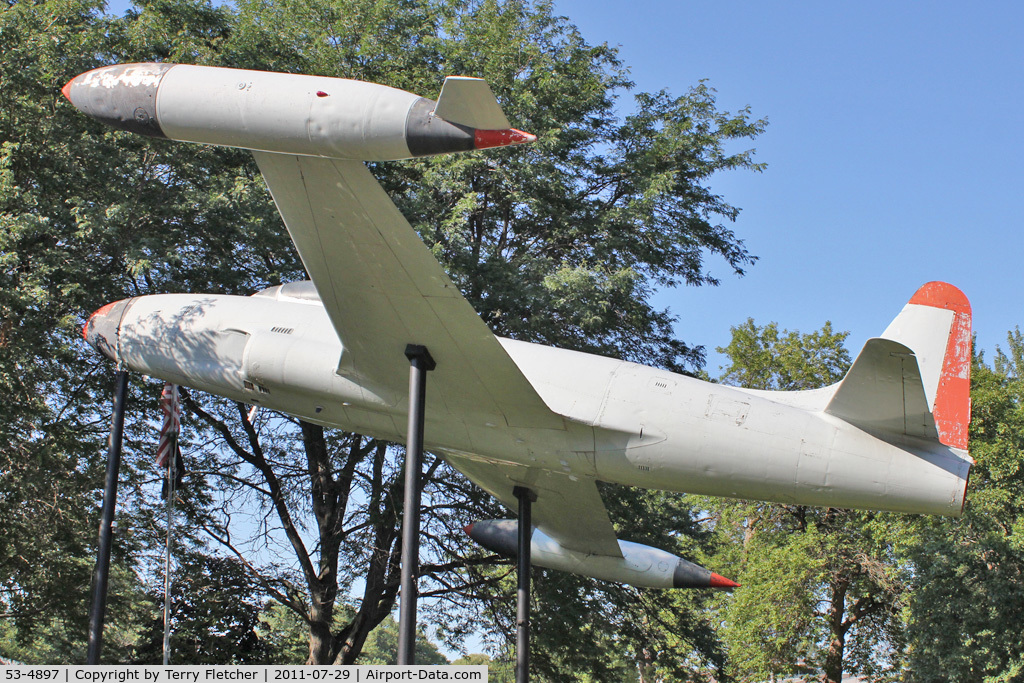 53-4897, 1953 Lockheed T-33A Shooting Star C/N 580-8236, Preserved on a pole at Fall River