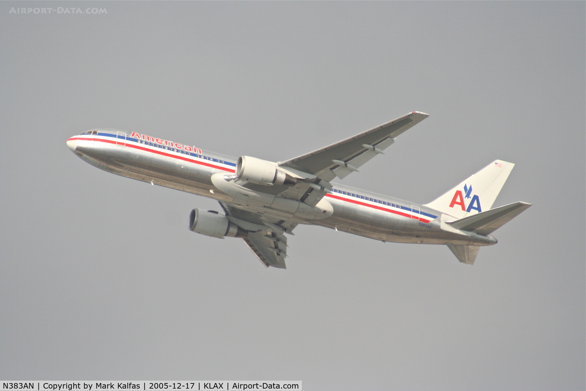 N383AN, 1993 Boeing 767-323 C/N 26995, American Airlines Boeing 767-323, 25R departure KLAX.