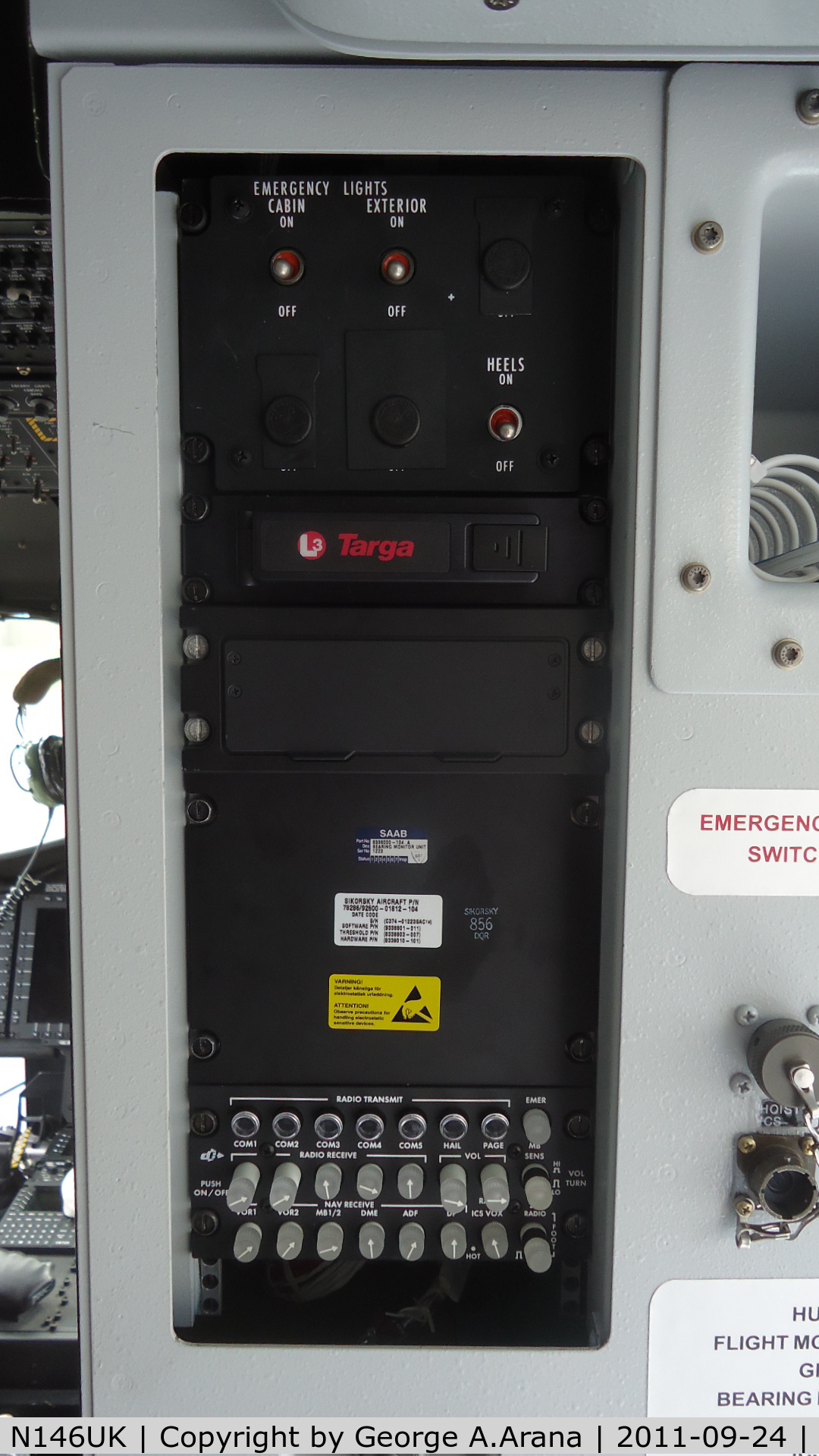 N146UK, 2011 Sikorsky S-92A C/N 92-0146, Control panel next to main exit
