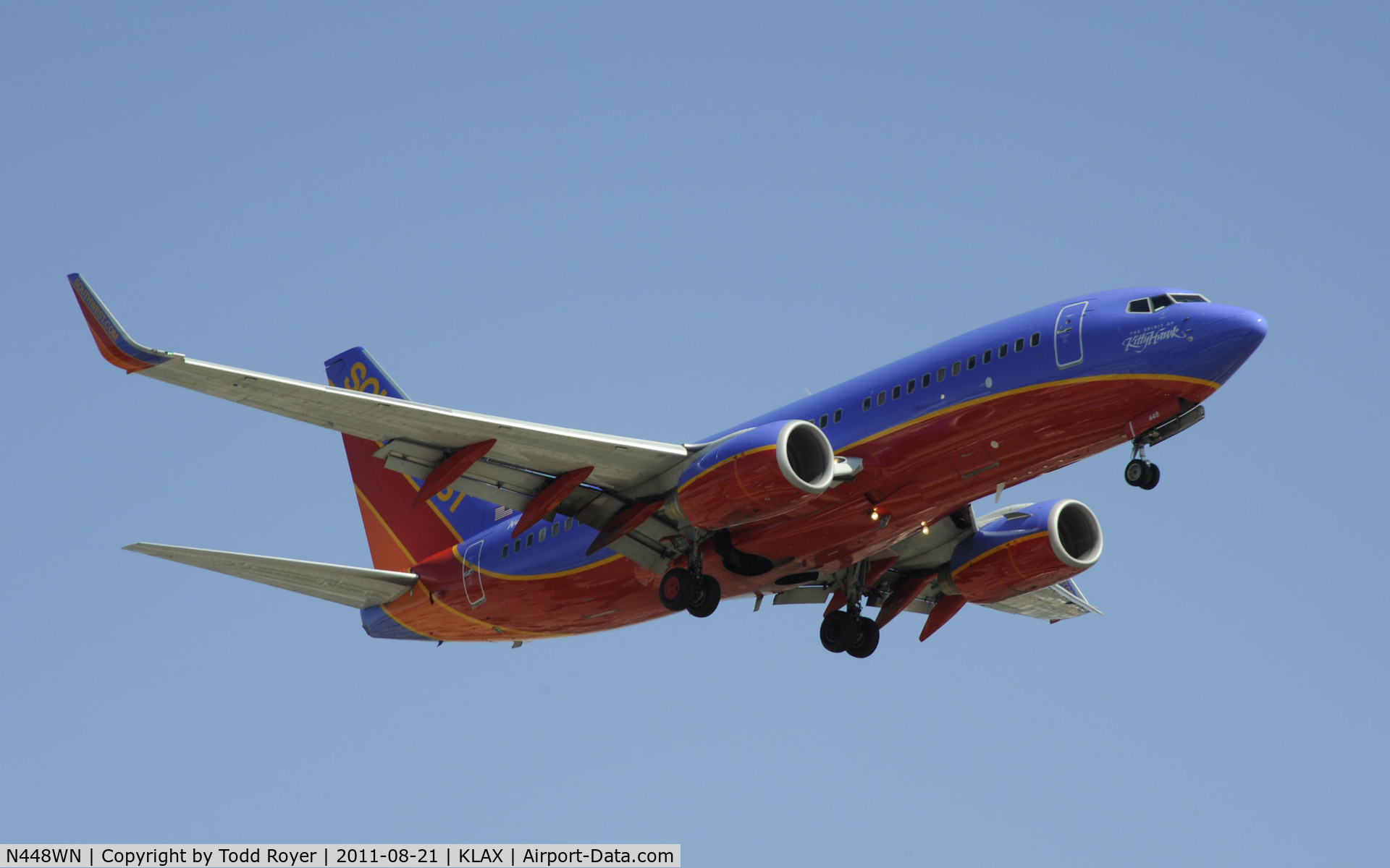 N448WN, 2003 Boeing 737-7H4 C/N 33721, Arriving at LAX