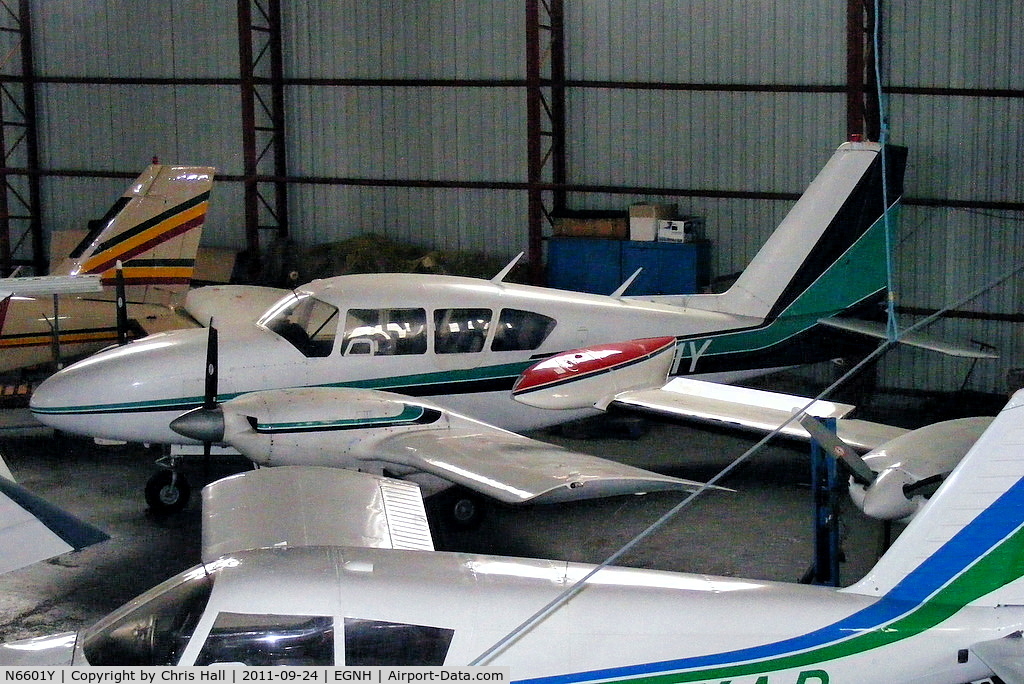 N6601Y, 1968 Piper PA-23-250 C/N 27-3905, inside the packed Blackpool Air Centre hangar