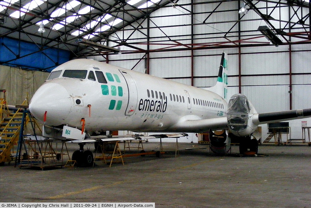 G-JEMA, 1990 British Aerospace ATP C/N 2028, former Emerald Airways ATP in storage at Blackpool Airport.