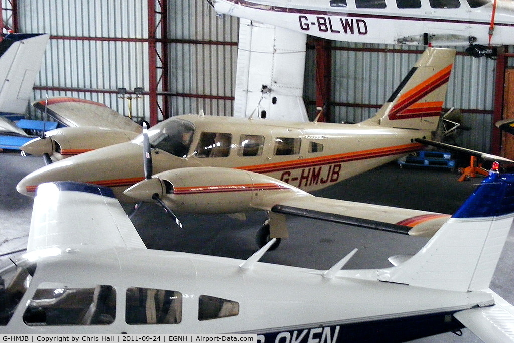 G-HMJB, 1981 Piper PA-34-220T C/N 34-8133040, inside the packed Blackpool Air Centre hangar