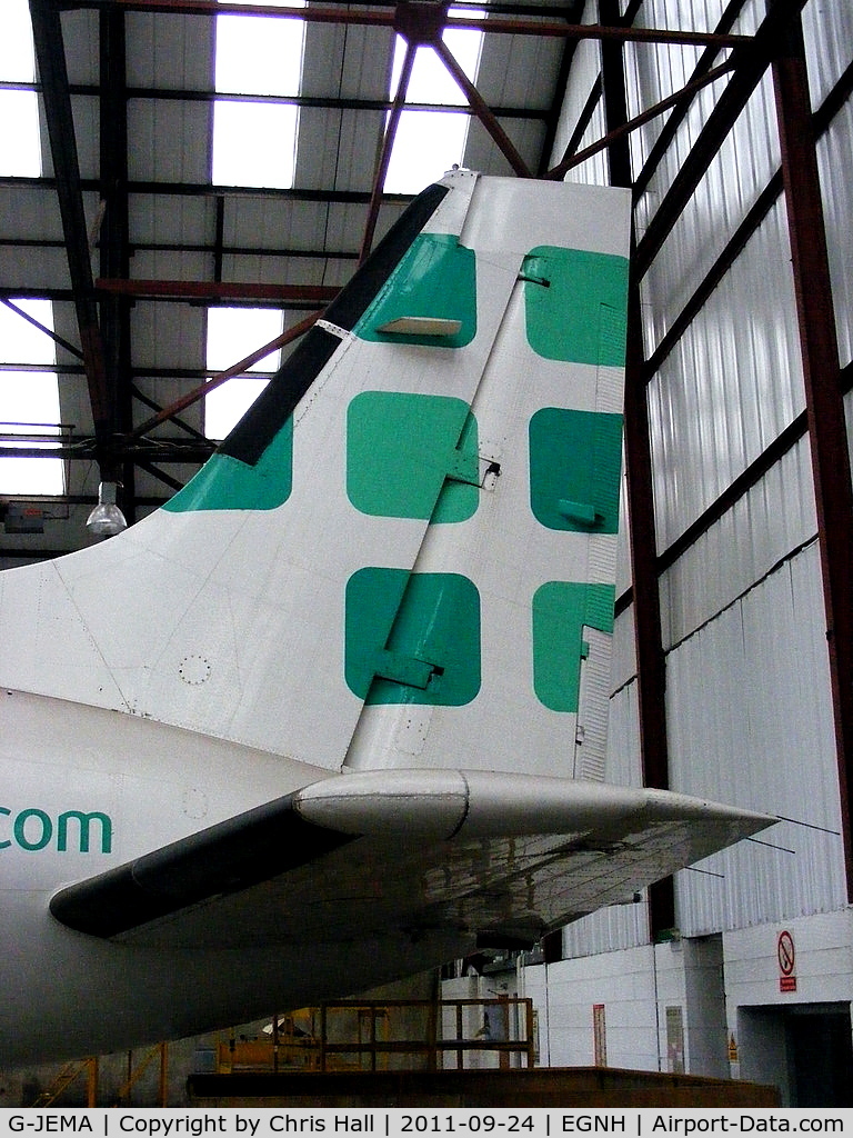G-JEMA, 1990 British Aerospace ATP C/N 2028, former Emerald Airways ATP in storage at Blackpool Airport