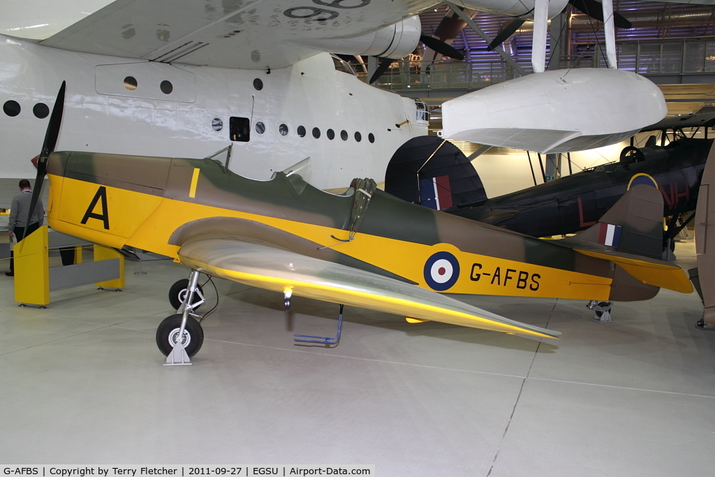 G-AFBS, 1937 Miles M14A Hawk Trainer 3 C/N 539, Displayed in Hall 1 of Imperial War Museum , Duxford UK