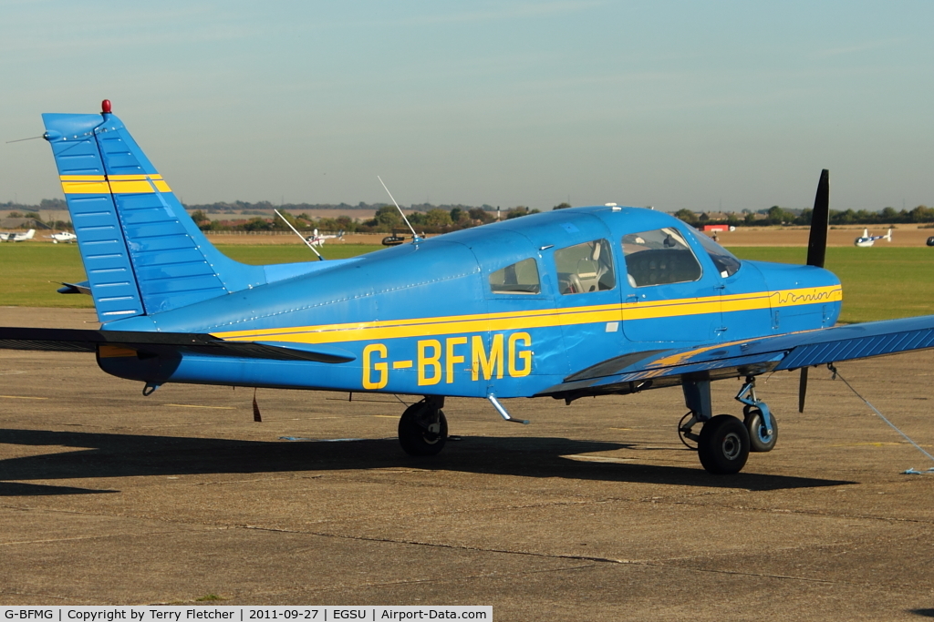 G-BFMG, 1977 Piper PA-28-161 Cherokee Warrior II C/N 28-7716160, Visitor at Duxford