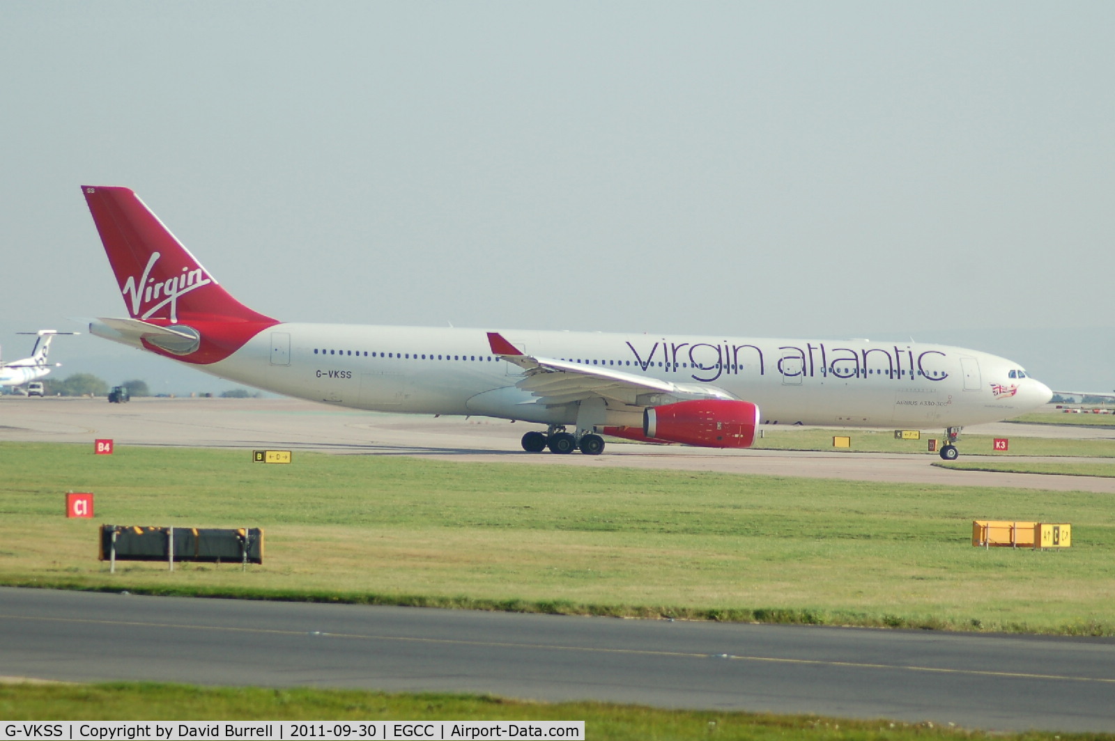 G-VKSS, 2010 Airbus A330-343X C/N 1201, Virgin Atlantinc Airbus A330 taxiing at Manchester Airport.