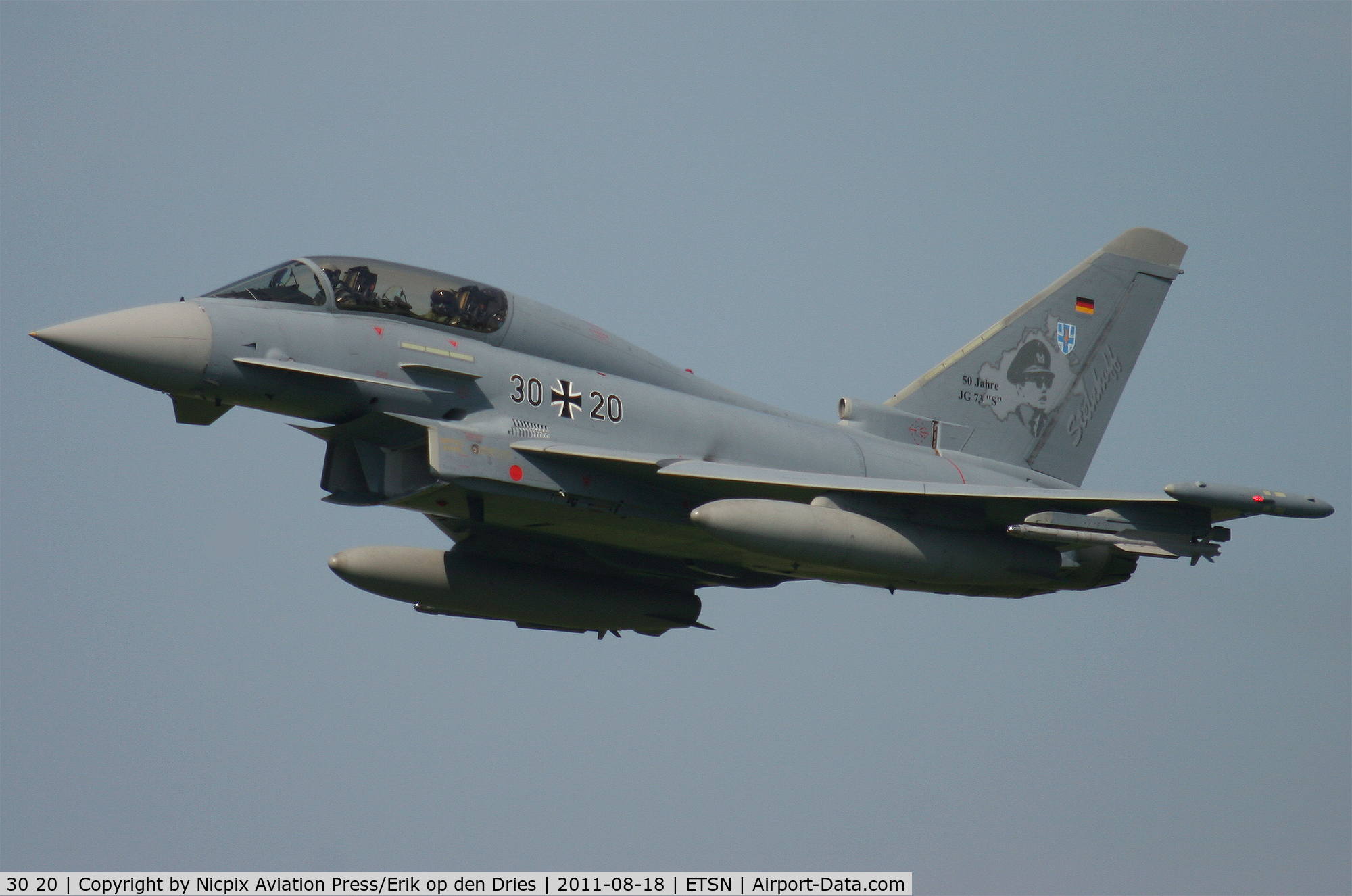 30 20, 2005 Eurofighter EF-2000 Typhoon T C/N GT009, EF-2000(T) 3020 seen here short after overshooting the runway at Neuburg an der Donau AB.