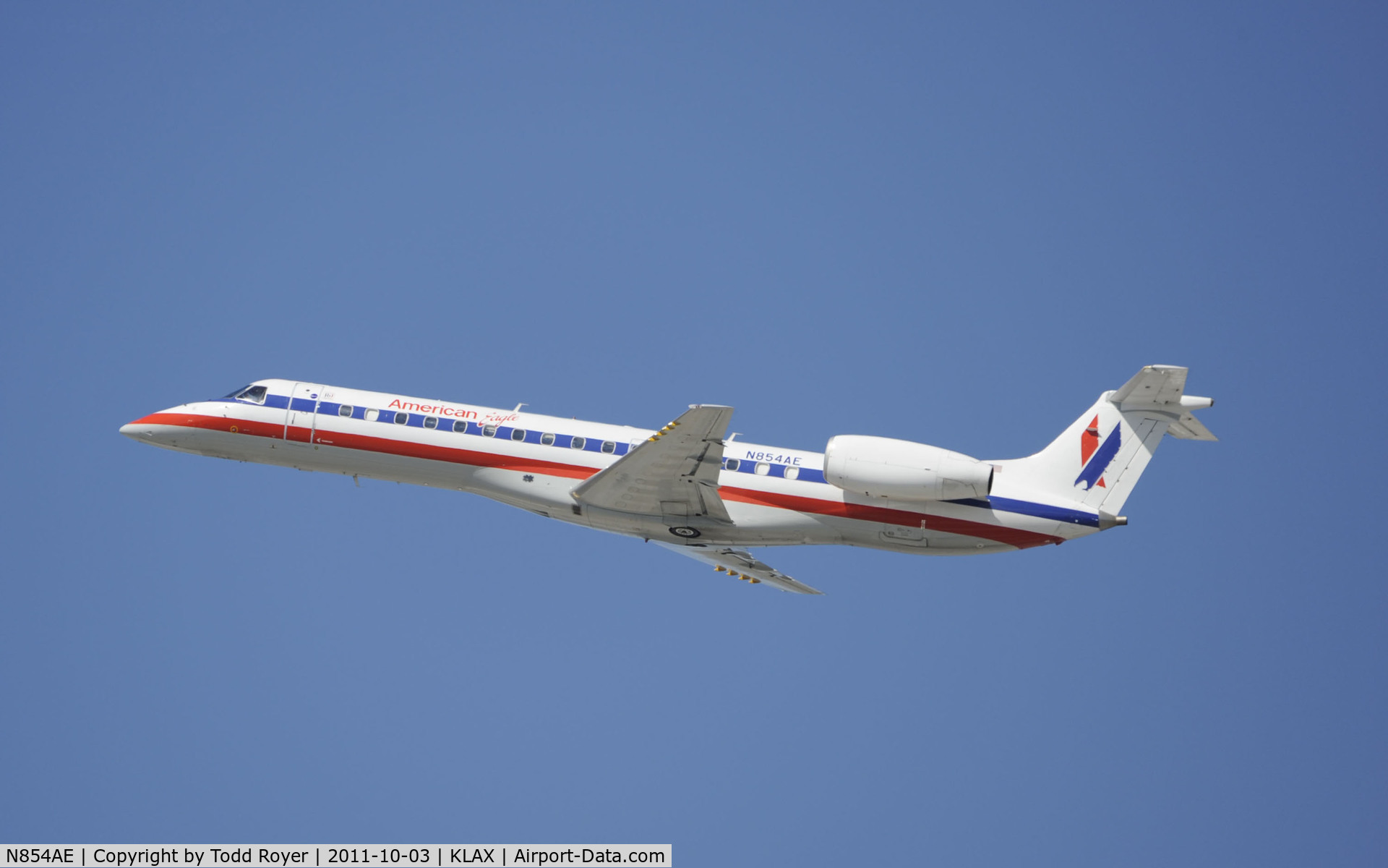 N854AE, 2003 Embraer ERJ-140LR (EMB-135KL) C/N 145743, Departing LAX