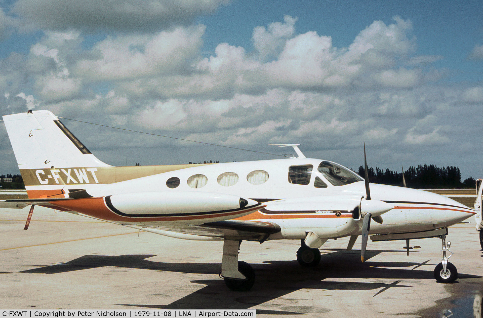 C-FXWT, 1968 Cessna 421 Golden Eagle C/N 421-0177, This Cessna 421 Golden Eagle was seen at Palm Beach County Park in November 1979.