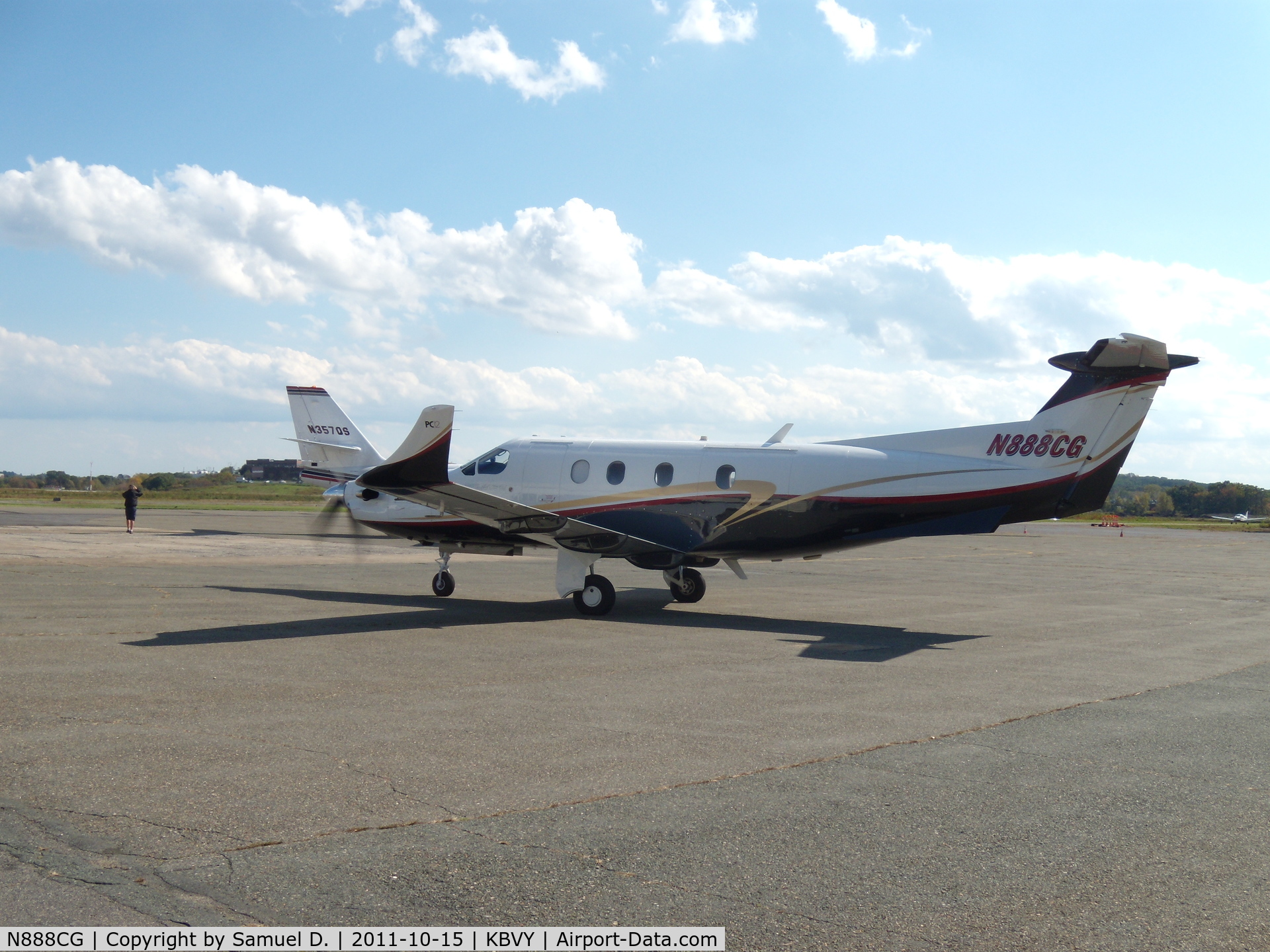 N888CG, 1995 Pilatus PC-12 C/N 127, N888CG at Beverly Municipal Airport.