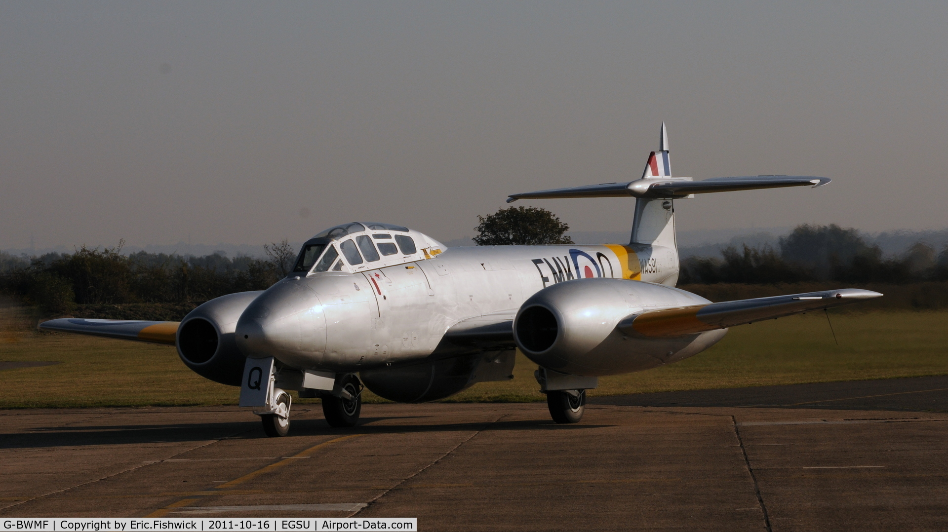 G-BWMF, 1949 Gloster Meteor T.7 C/N G5/356460, 3. WA591 - making its first Public flying display appearance at Duxford's Autumn Air Show, October 2011