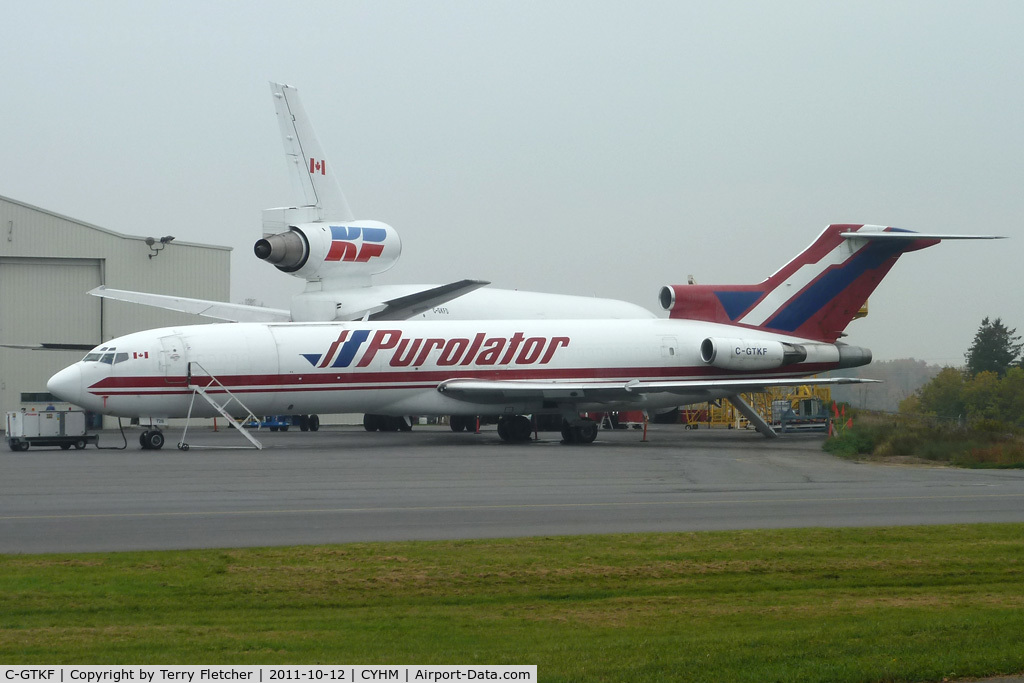 C-GTKF, 1979 Boeing 727-225 C/N 21580, Puralator Boeing 727-225, c/n: 21580 at Hamilton ON