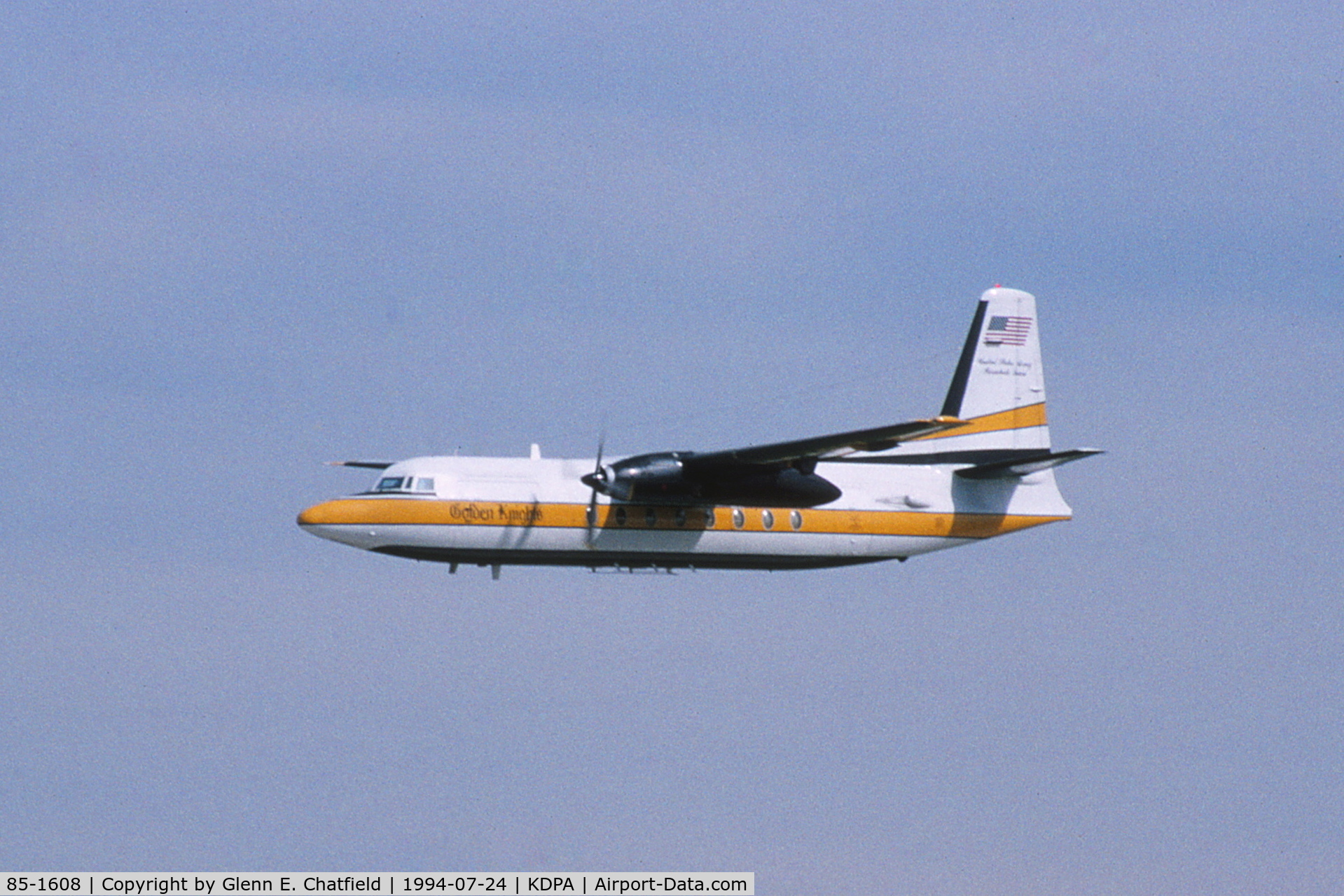 85-1608, 1984 Fokker C-31A (F27-400M) Troopship C/N 10668, Low approach on Runway 1L on the way up to drop sky divers