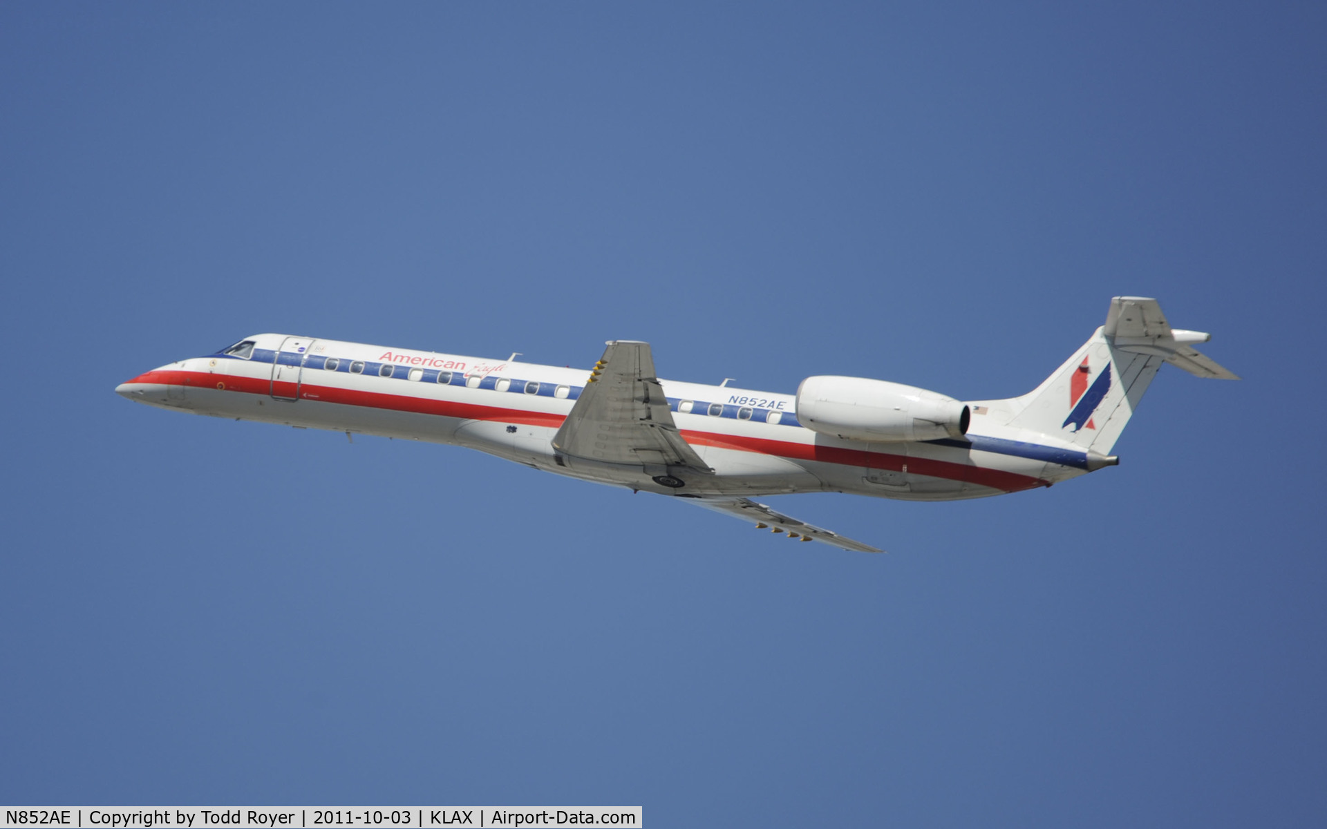 N852AE, 2003 Embraer ERJ-140LR (EMB-135KL) C/N 145736, Departing LAX