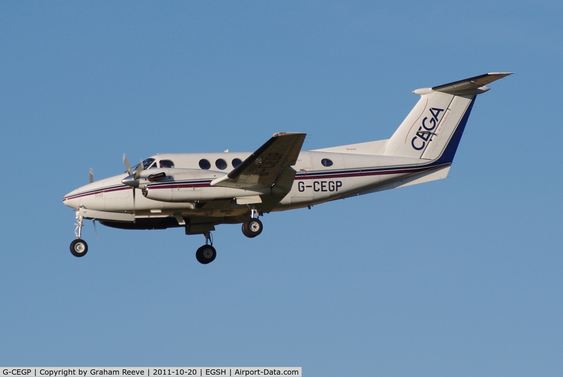 G-CEGP, 1980 Beech 200 Super King Air C/N BB-726, About to touch down.