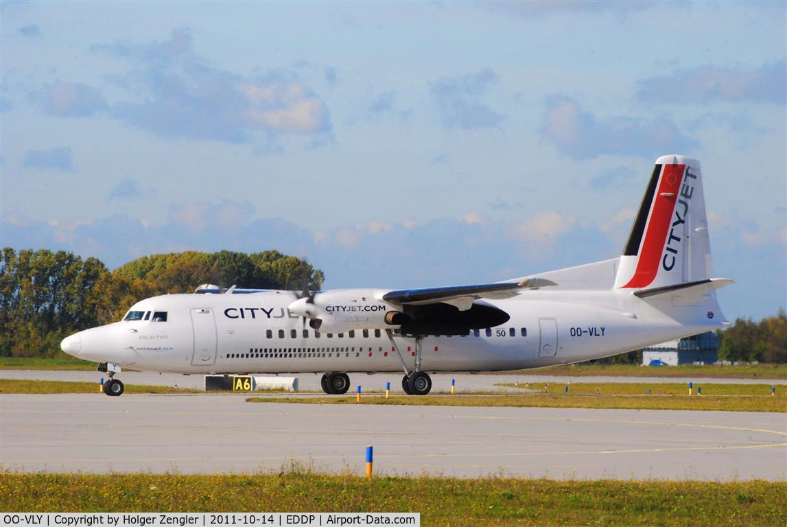 OO-VLY, 1990 Fokker 50 C/N 20181, Taxiing on A6 to LEJ apron.....