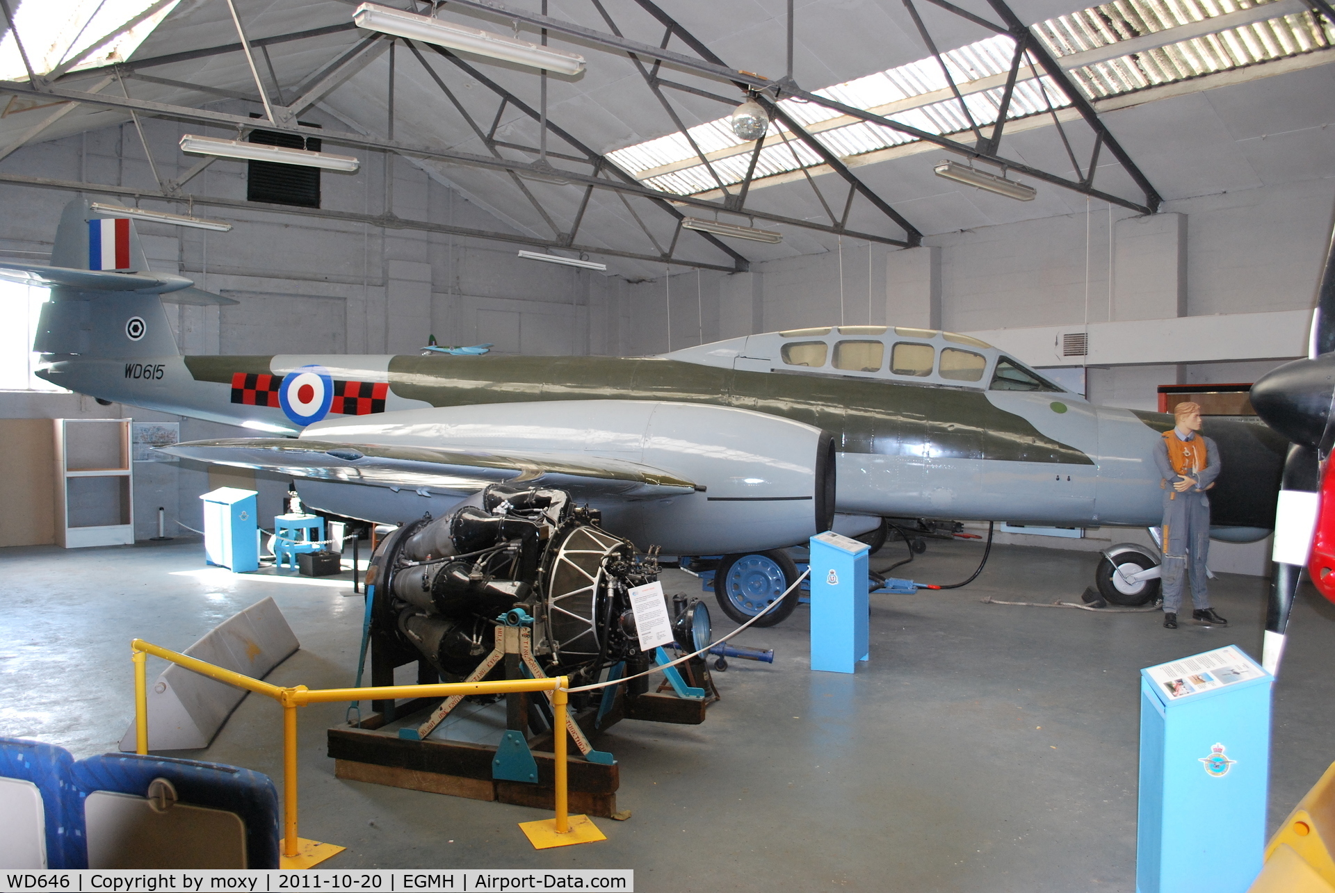 WD646, 1951 Gloster Meteor TT.20 C/N Not found WD646, Smart Meteor TT.20 marked as WD615 at the history of Manston museum