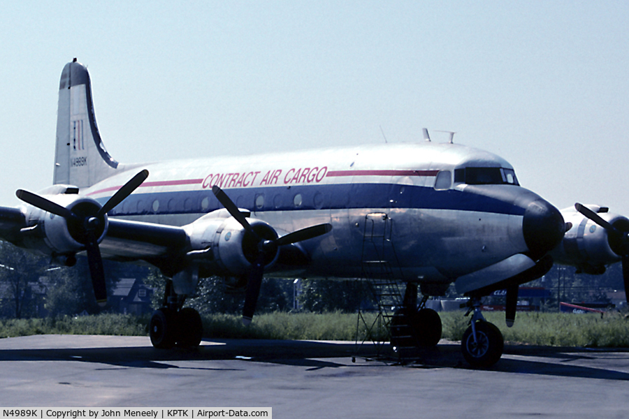 N4989K, 1944 Douglas C54E-DC (MC-54M) C/N DO265, Sept. 1995 - Contract Air Cargo DC-4/C-54 parked at PTK