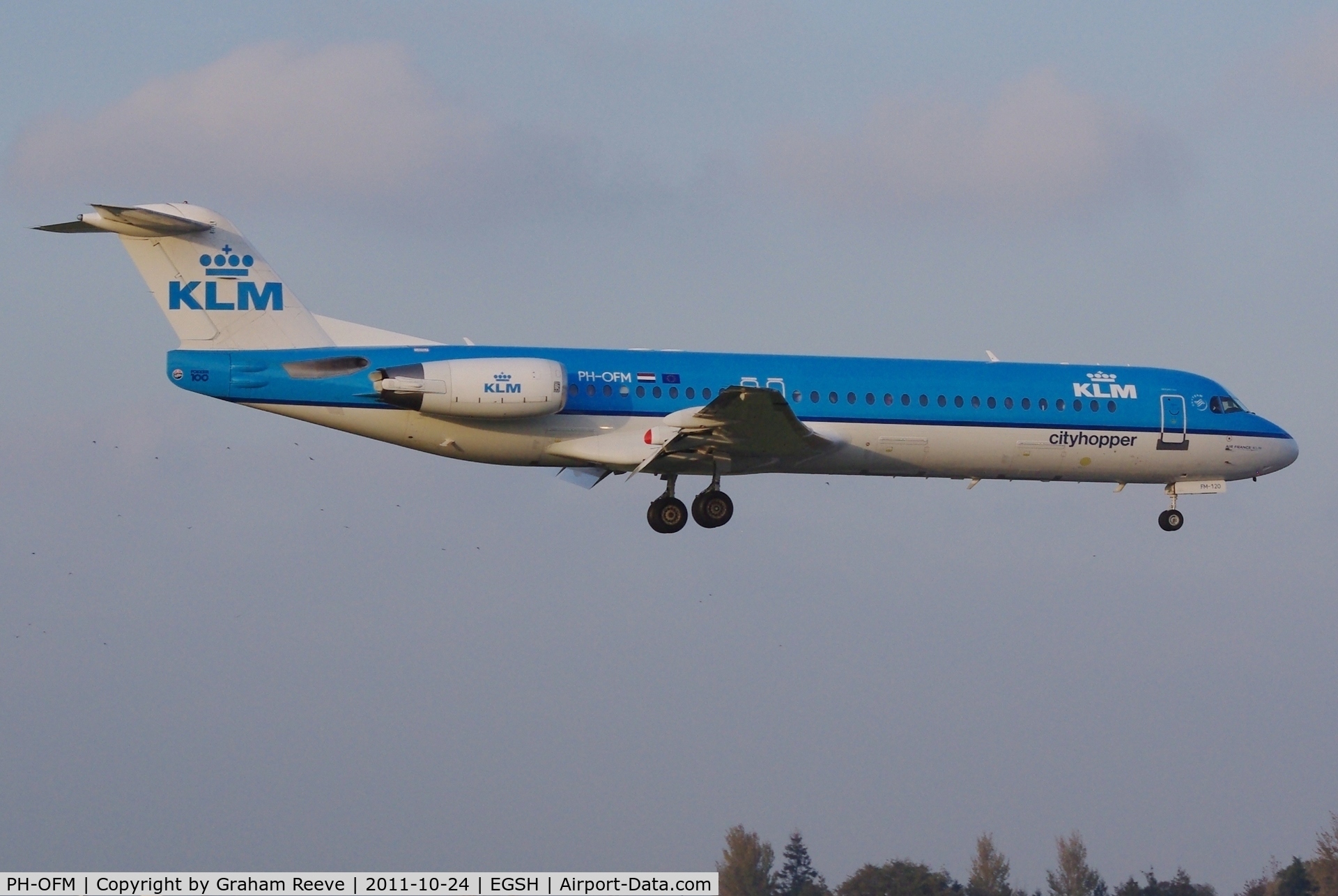 PH-OFM, 1993 Fokker 100 (F-28-0100) C/N 11475, About to touch down.