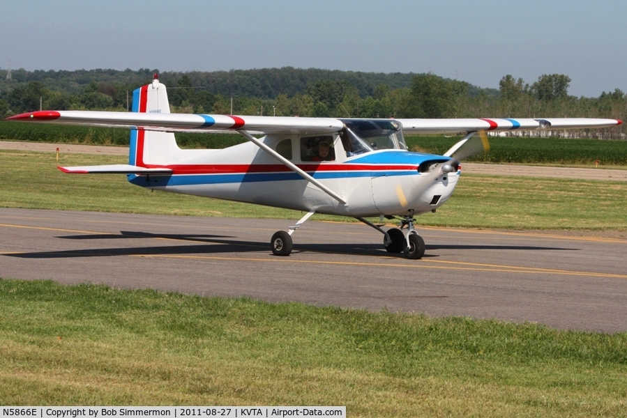 N5866E, 1959 Cessna 150 C/N 17366, Departing the EAA Fly-in at Newark, Ohio