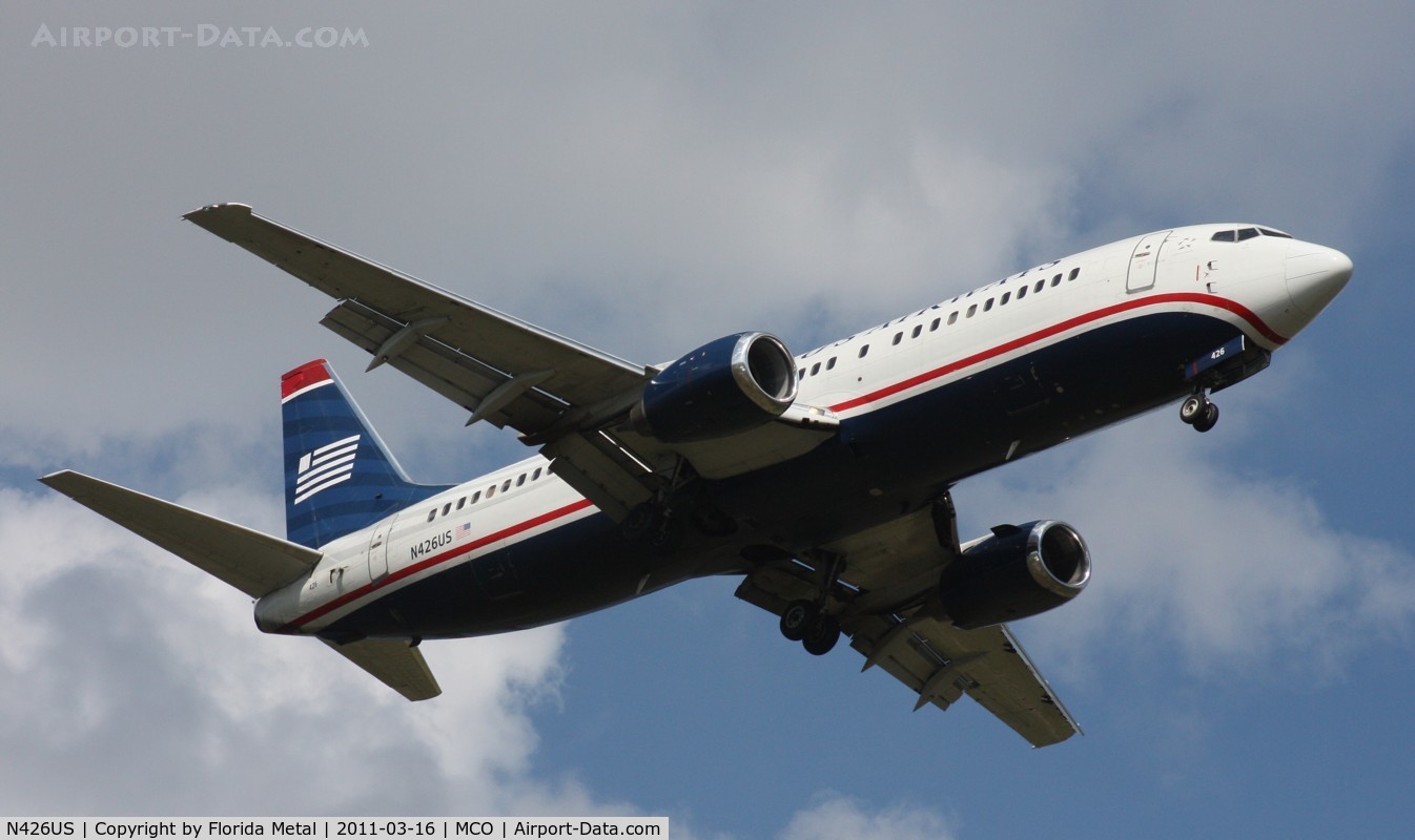 N426US, 1989 Boeing 737-4B7 C/N 24548, US Airways 737-400