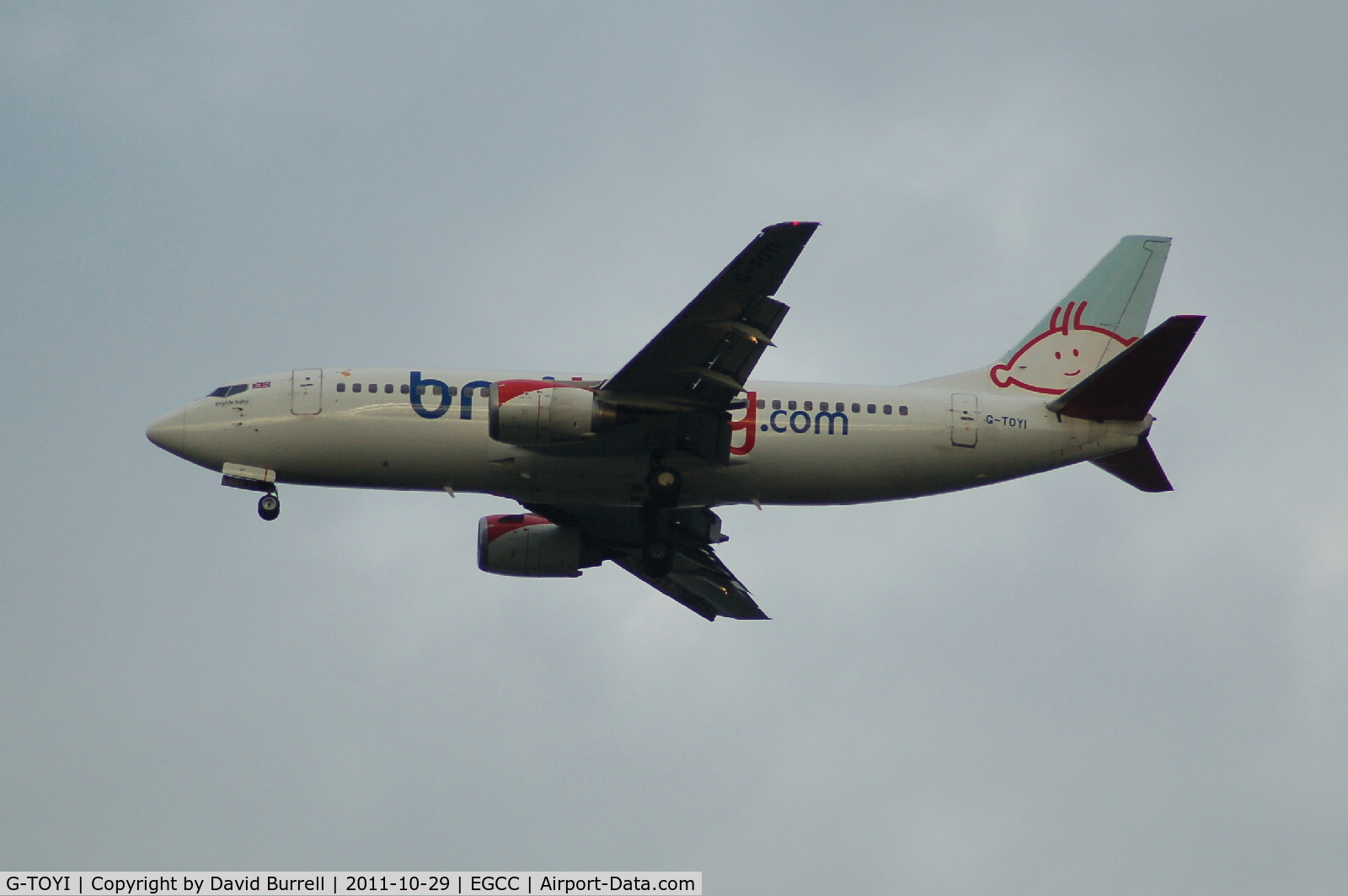 G-TOYI, 1998 Boeing 737-3Q8 C/N 28054, BMI baby Boeing 737-3Q8 on approach to Manchester Airport.