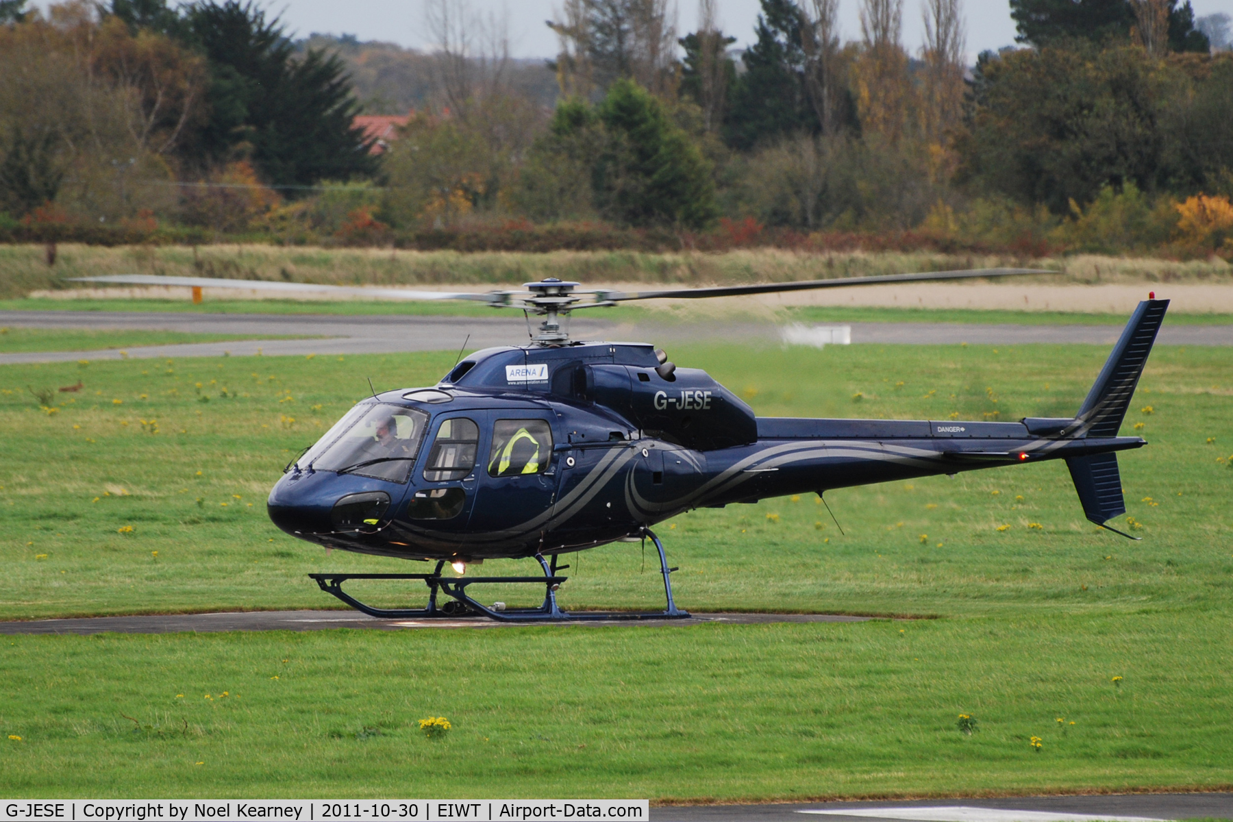 G-JESE, 1990 Aerospatiale AS-355F-2 Ecureuil 2 C/N 5169, Parked on the Heli-ramp at Weston.