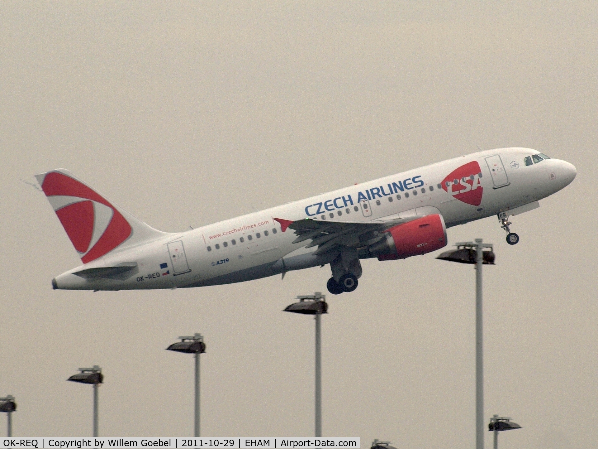 OK-REQ, 2011 Airbus A319-112 C/N 4713, Take off from the 18L runway of Schiphol Airport