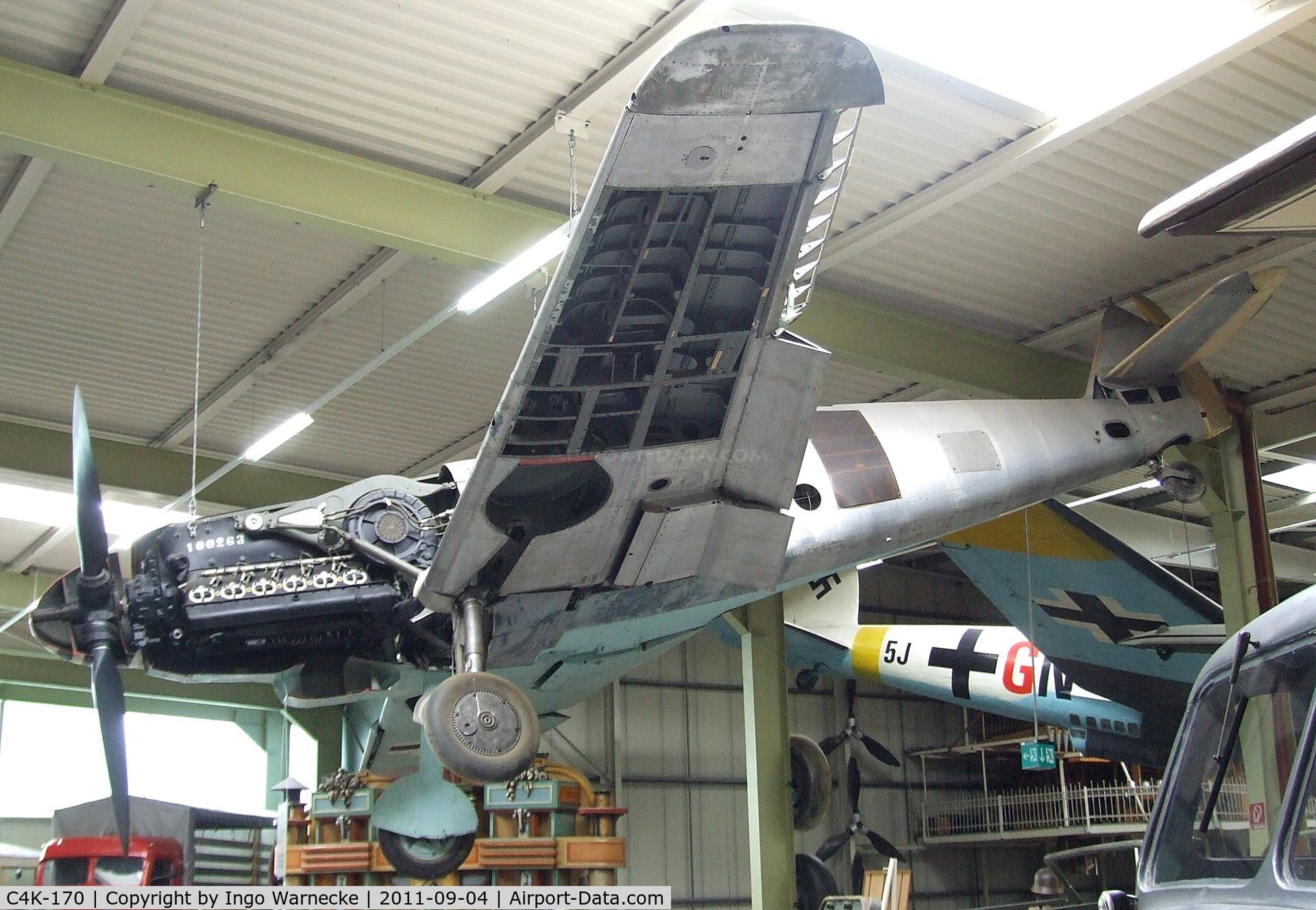 C4K-170, 1966 Hispano HA-1112-M1L Buchon C/N 228, Hispano HA-1112-M1L Buchon (re-converted with DB engine to represent a Messerschmitt Bf 109) at the Auto & Technik Museum, Sinsheim