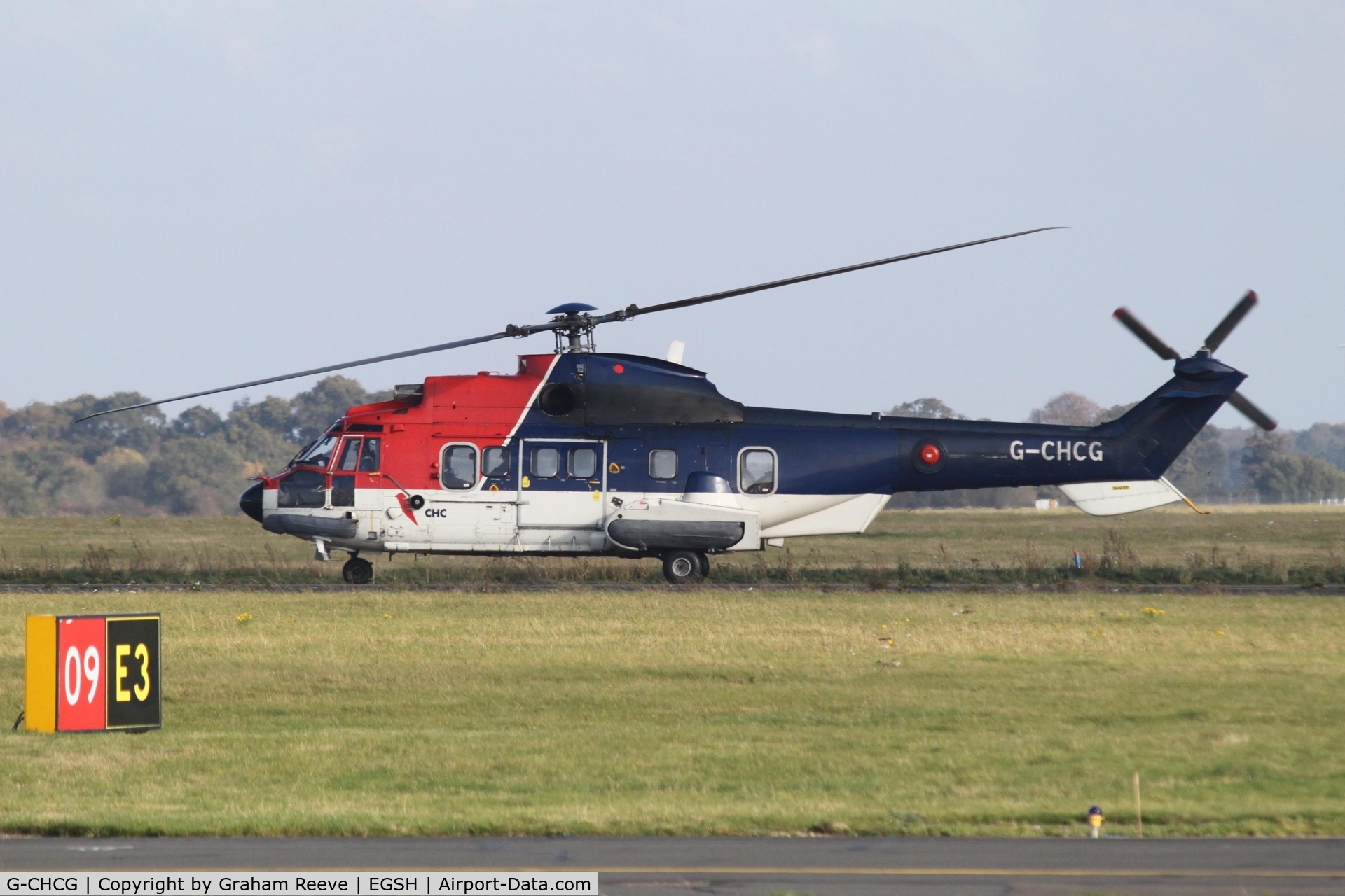 G-CHCG, 2003 Eurocopter AS-332L2 Super Puma Mk2 C/N 2592, About to depart.