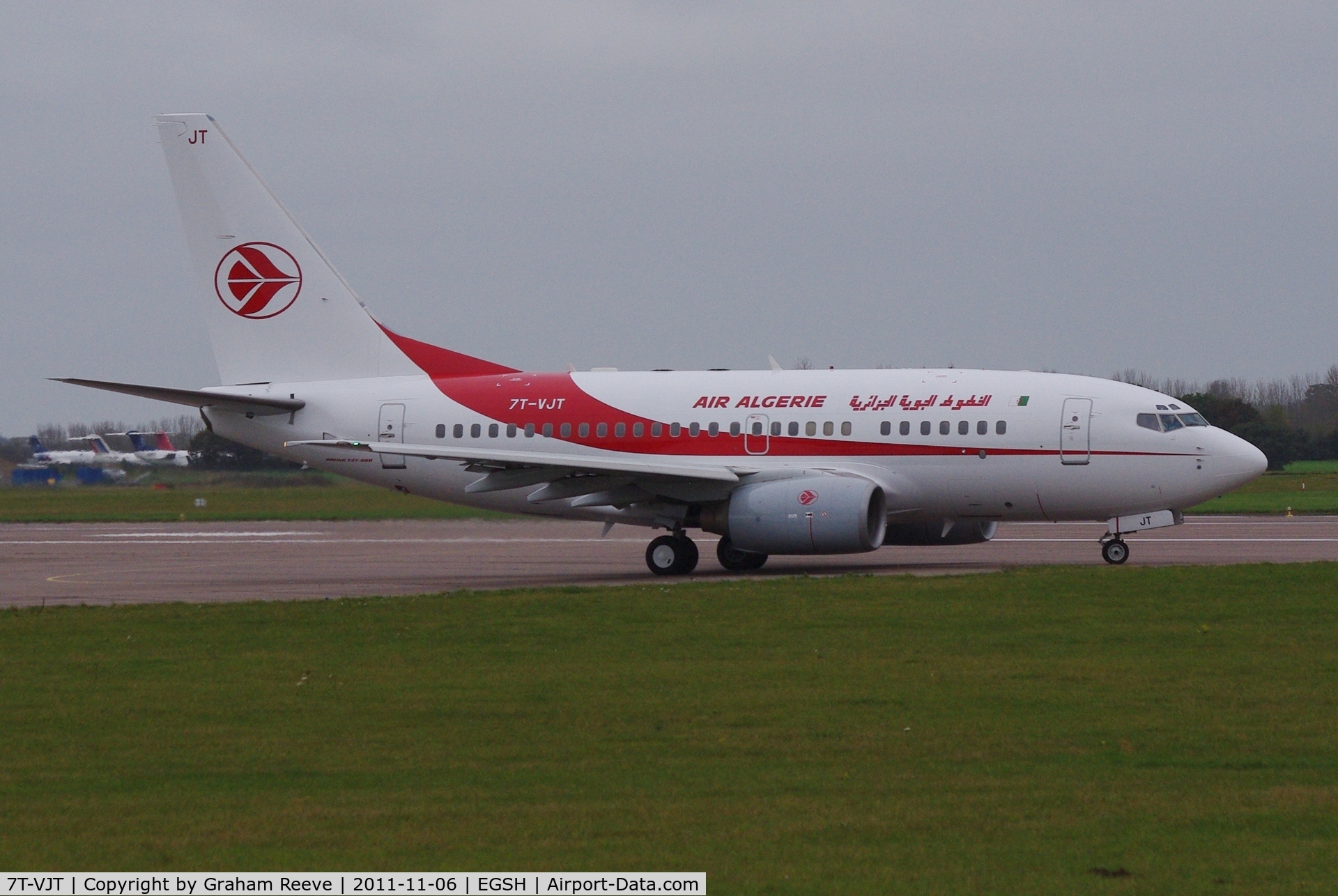 7T-VJT, 2002 Boeing 737-6D6 C/N 30546, About to depart after respray.