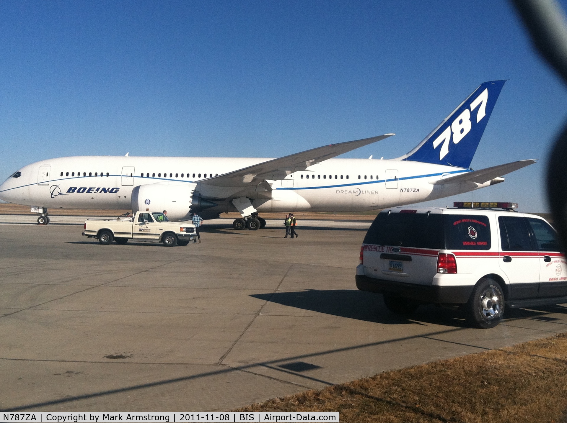N787ZA, 2009 Boeing 787-8 Dreamliner C/N 40695, This plane landed for the first time in Bismarcj, ND on 11/8/2009