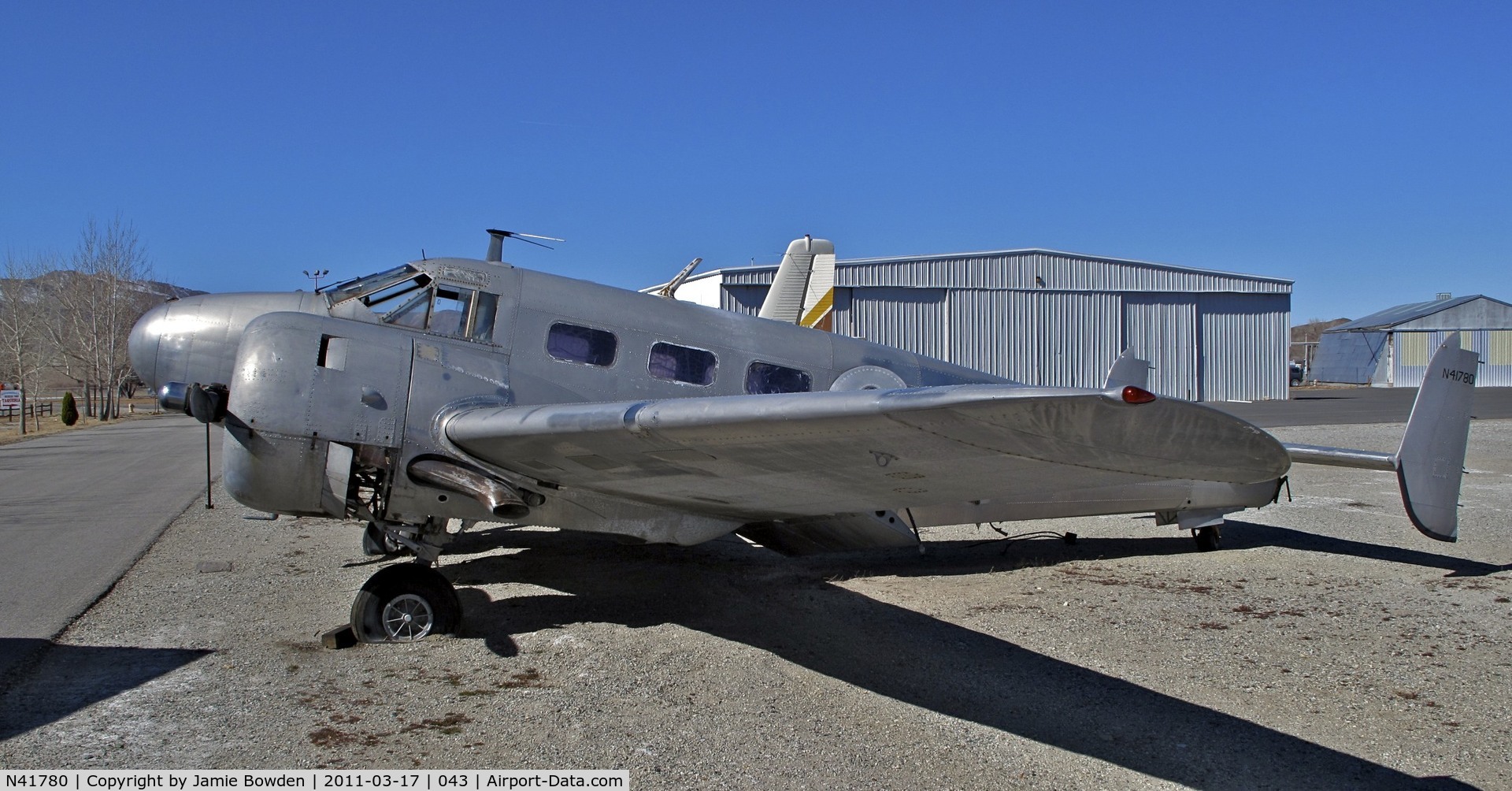 N41780, 1944 Beech UC-45J Expeditor C/N 51161, Located in car park next to Yerrington Airfield, NV.