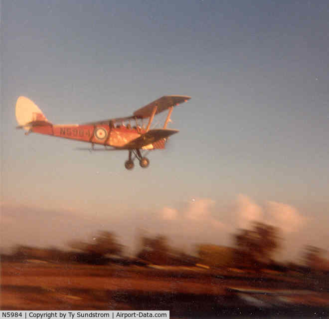 N5984, De Havilland DH-82A Tiger Moth II C/N 86501, In flight over Gallaher Field near Tulare California about 1977