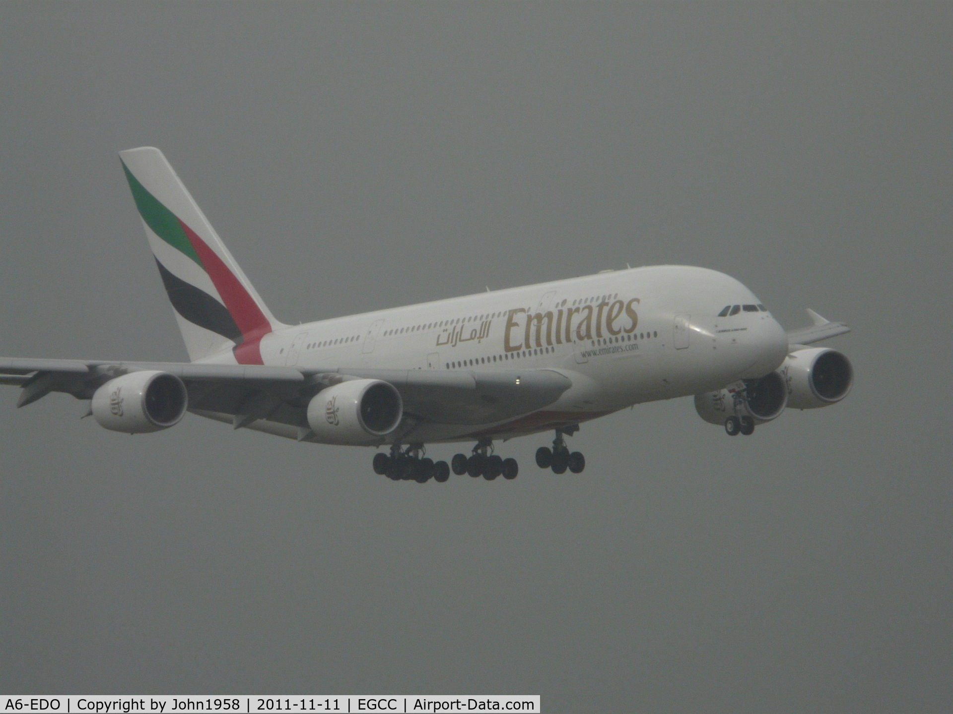 A6-EDO, 2010 Airbus A380-861 C/N 057, Moments before landing today!!!!