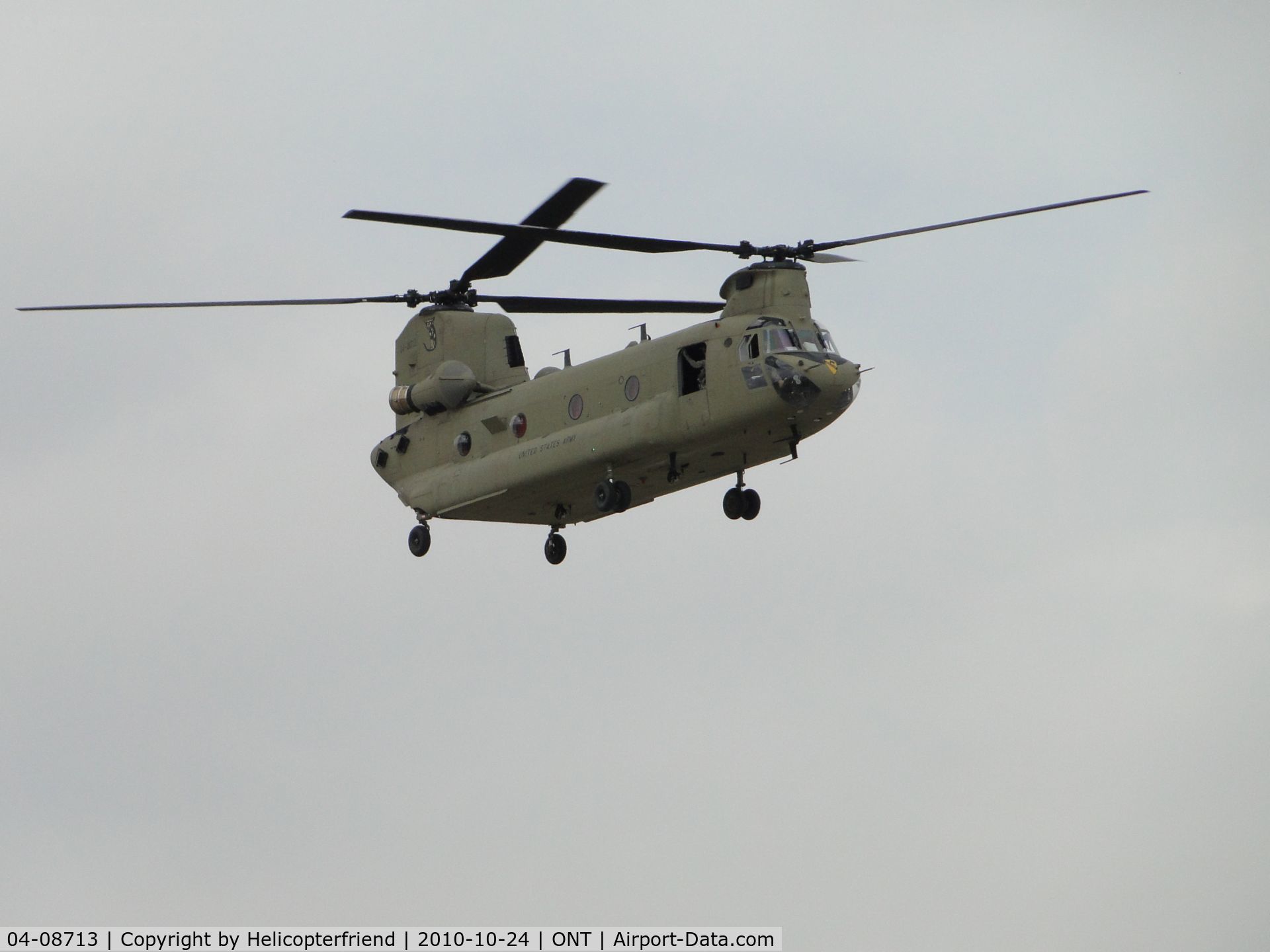 04-08713, 2004 Boeing CH-47F Chinook C/N M.8713, Parked at Guardian Air parking area. Departed southbound and then turned eastbound