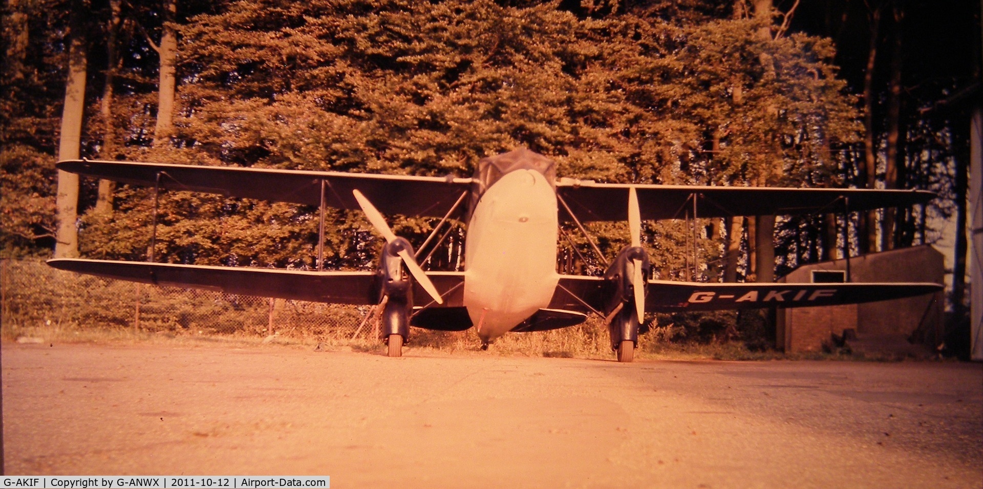 G-AKIF, 1944 De Havilland DH-89A Dominie/Dragon Rapide C/N 6838, In Rothmans colours at Cranfield 1973.