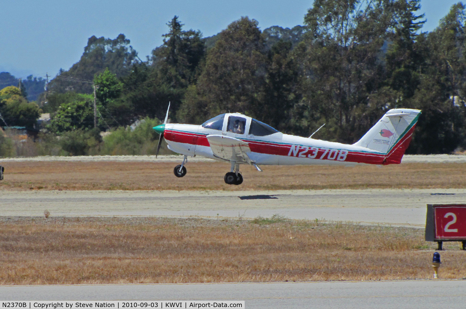 N2370B, 1978 Piper PA-38-112 Tomahawk Tomahawk C/N 38-79A0028, Strawberry Aviation 1978 PA-38-112 landing at her home base @ Watsonville Fly-In