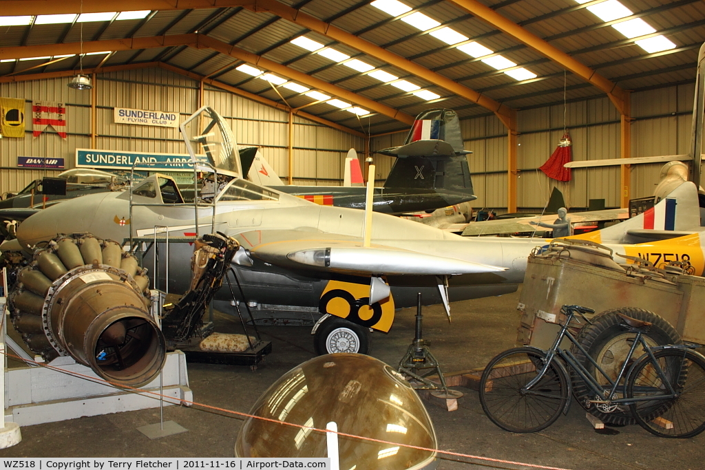 WZ518, De Havilland DH-115 Vampire T.11 C/N 15105, at North East Air Museum at Washington , UK