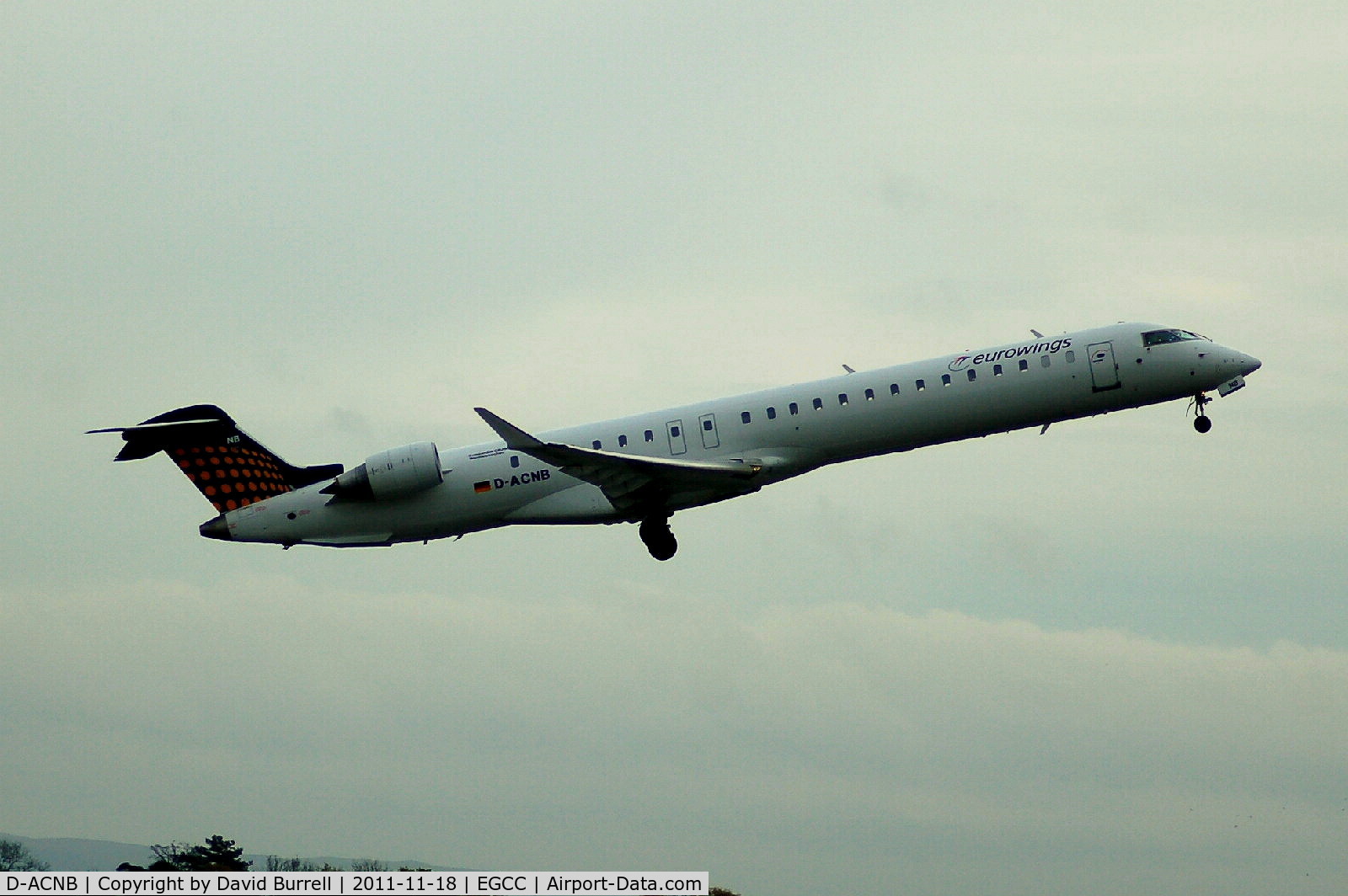 D-ACNB, 2009 Bombardier CRJ-900ER (CL-600-2D24) C/N 15230, Eurowings Canadair CL-600 2D24 Regional Jet CRJ-900ER taking off - Manchester Airport