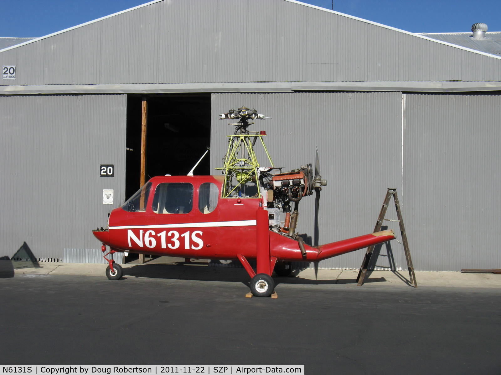 N6131S, 1965 Air & Space America Inc 18A C/N 18-38, 1965 Air & Space Mfg. Inc. 18A jump start autogyro, Lycoming O&VO-360 180 Hp, two place tandem seating, Standard class registration