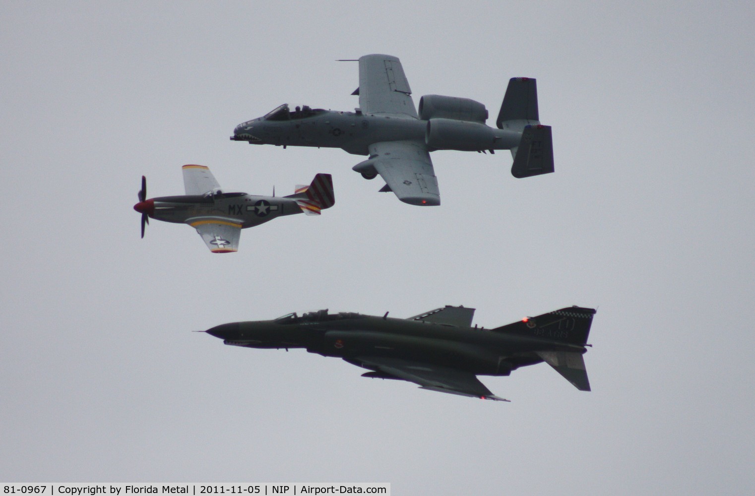 81-0967, 1981 Fairchild Republic A-10C Thunderbolt II C/N A10-0662, A-10 with F-4 and P-51